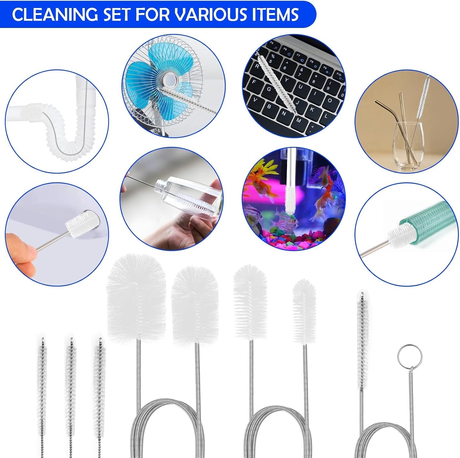 6Pcs Flexible Drain Brush 78 Inch Pipe Cleaning Brush 63 Inch drain cleaner b…