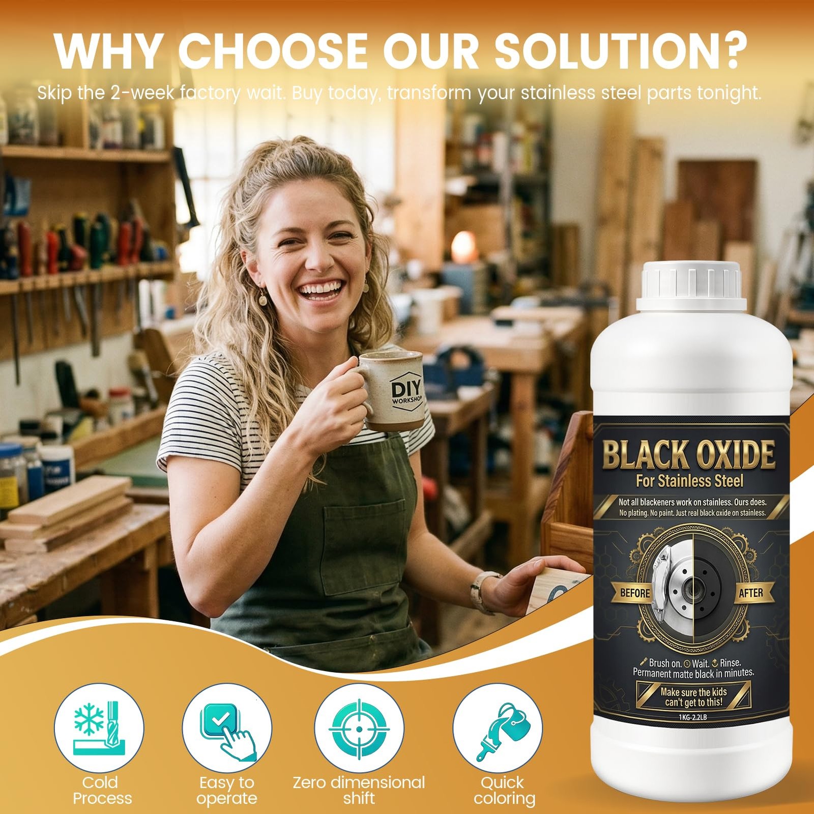 Stainless Steel Black Oxide Coating Kit Concentrated Blackening Solution for…