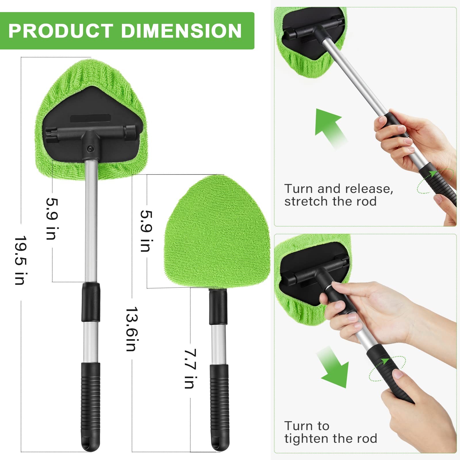 3 Pcs Microfiber Car Windshield Cleaner Tool Car Interior Detailing Cleaning …
