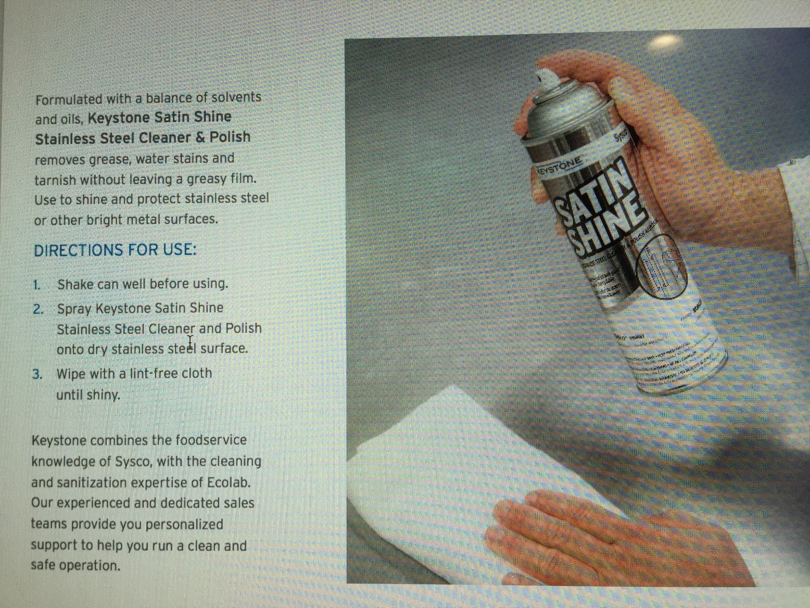 SATIN SHINE Stainless Steel Cleaner & Polish 16 oz – restaurant grade – THE BEST