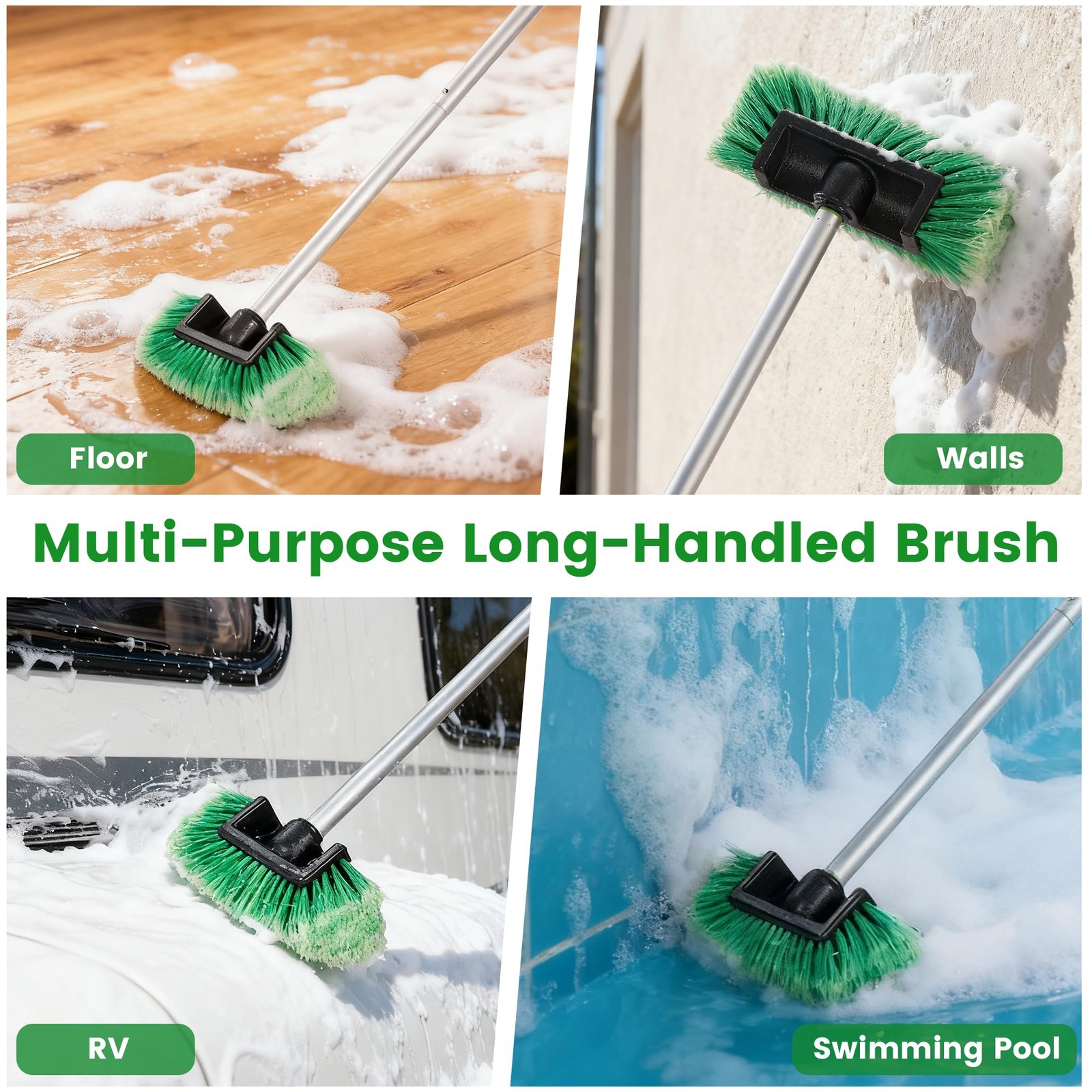 Car Wash Brush with Long Handle, 60” Soft Bristle Cleaning Brush, Car Cleani…