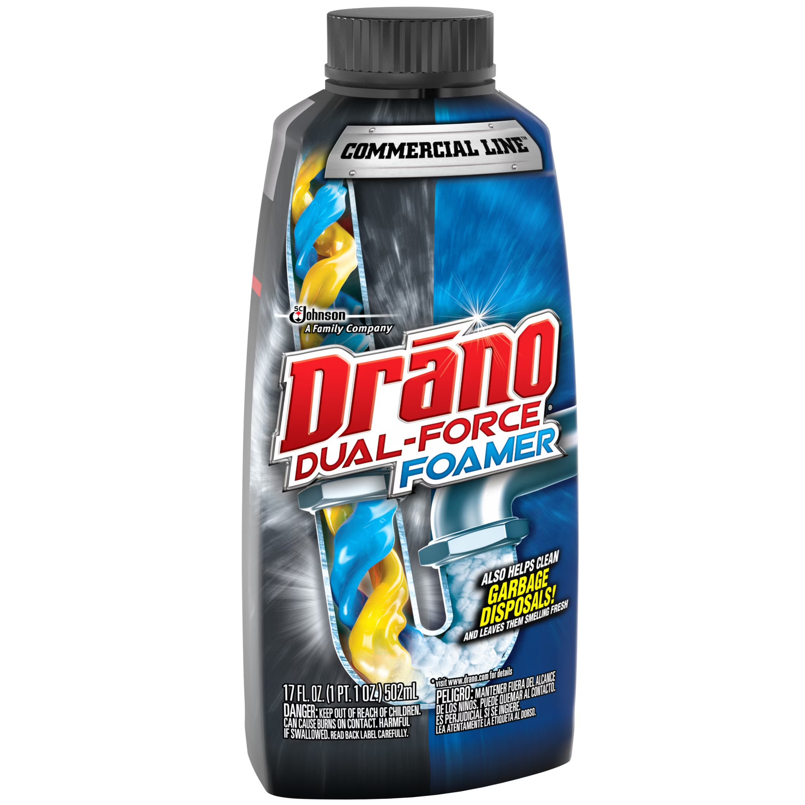 Dual-Force Foamer, Hair and Drain Clog Remover, Commercial Line, 17 fl oz