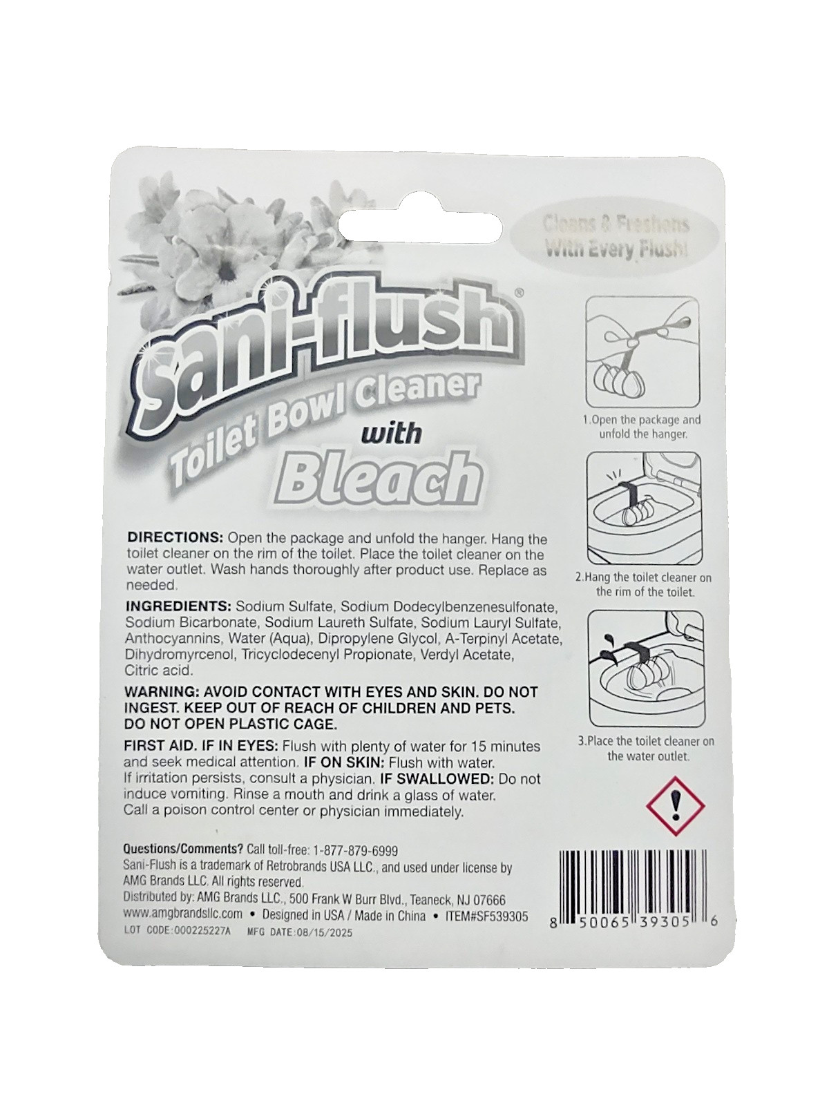 ( Lot 4 ) Sani-Flush Toilet Bowl Cleaner Lavender w/Bleach 4Balls Hanger 2 Oz Ea