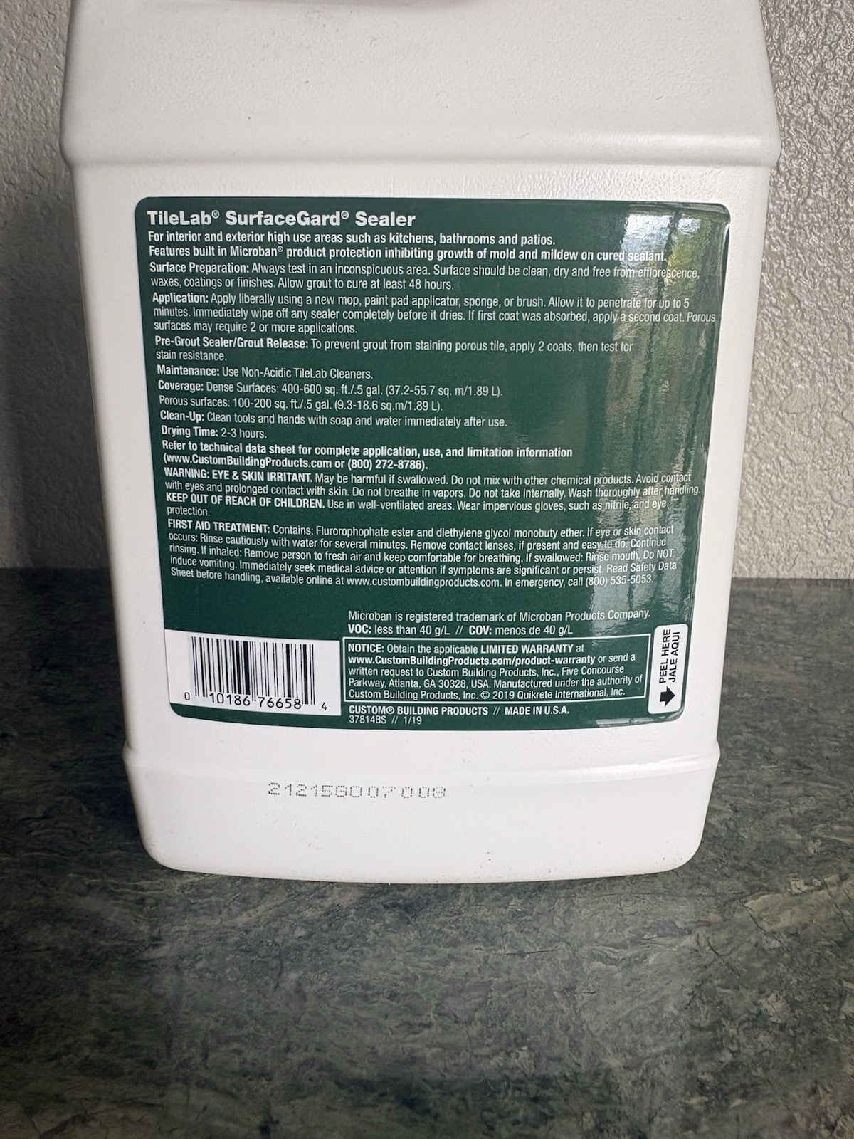 TILELab Surfacegard Maximum Strength Sealer – New Sealed (.5 Gal) Surfacegard