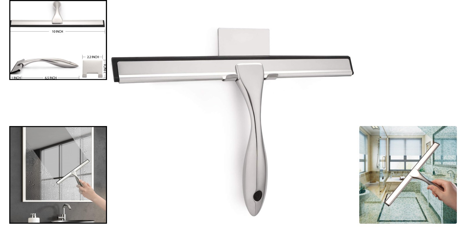 Effortless Cleaning with 10-Inch Stainless Steel Shower Squeegee – Versatile Use