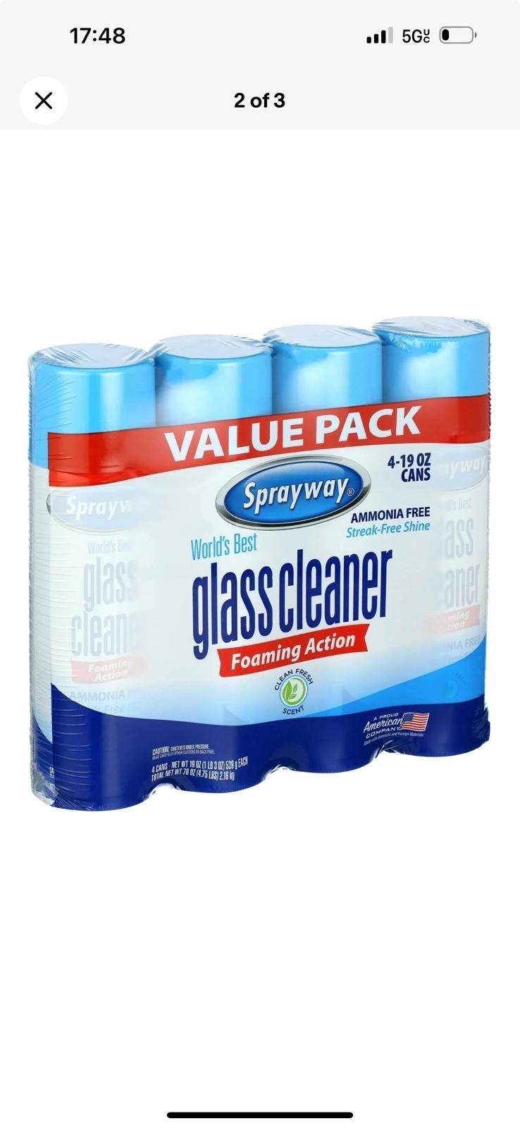 Sprayway Glass Cleaner 4-Pack Ammonia Free 19 Oz New Clean Fresh Scent