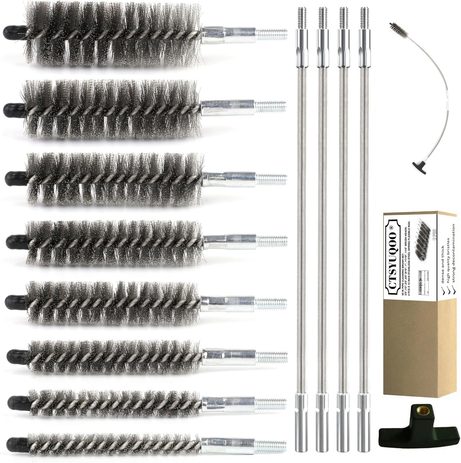 50 in Pipe Cleaning Brush Set with Stainless Steel Bristles, Wire Brush with …