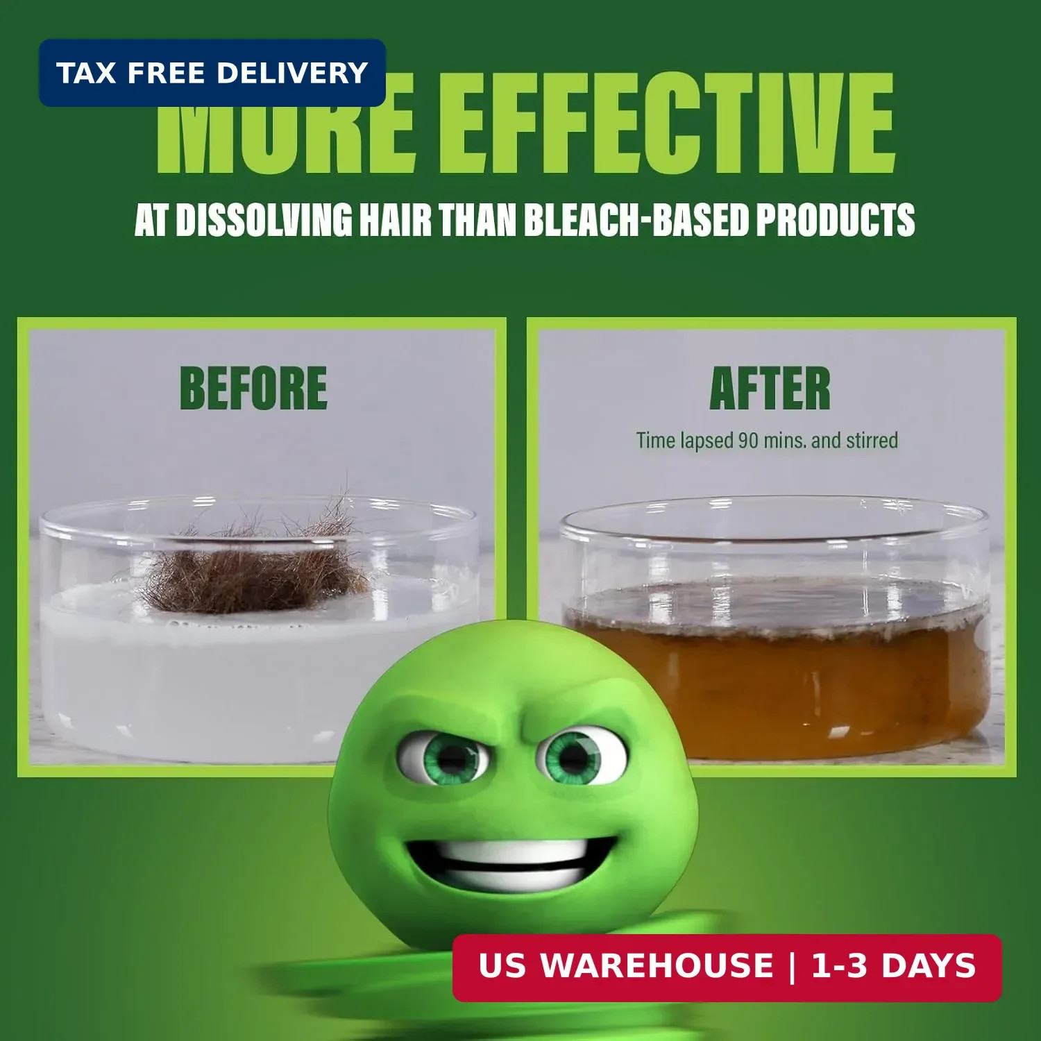 Green Gobbler Liquid Hair Drain Clog Remover & Cleaner, For Toilets, Sinks, Tubs