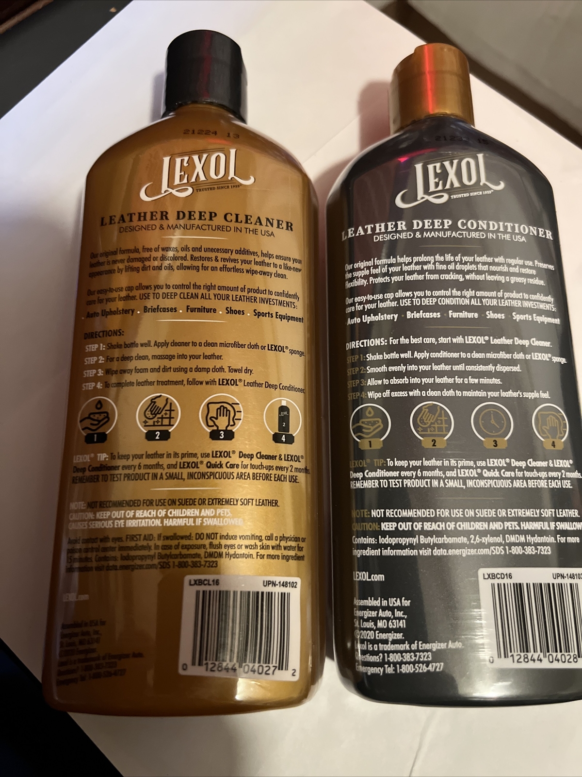 Lexol All Leather Care, Step 1 & 2 Cleaner Conditioner Restores Revives 16.9 oz