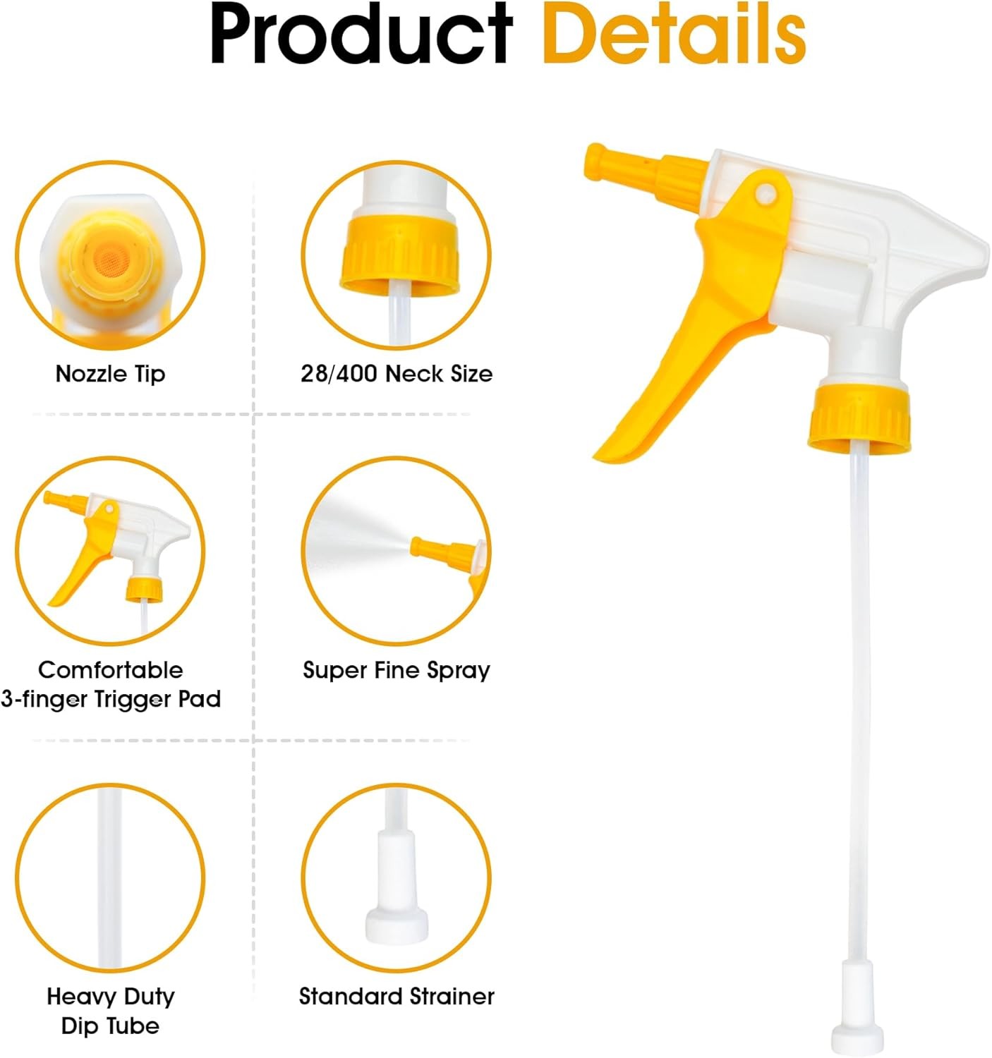 6-Pack Heavy-Duty Foamer Trigger Sprayer – High-Volume Comfortable Grip