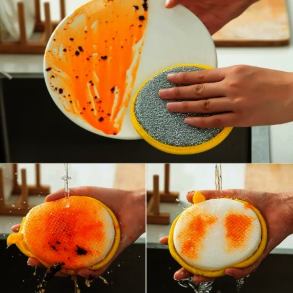 4pieces Double-Sided Scouring Pads Dish Pan Washing Sponge Kitchen Cleaning Tool