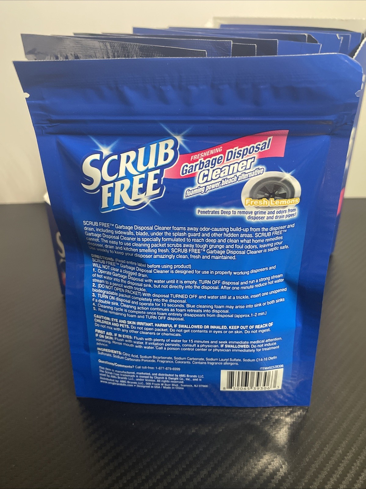 Scrub Free Garbage Disposal Cleaner Packets Fresh Lemons Foaming 12pk 24 Total