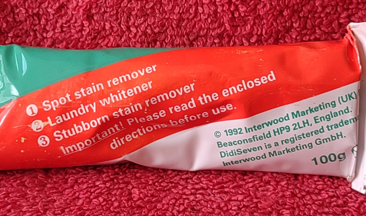 Vtg 1992 DidiSeven Universal Stain Remover Partial Tube Made in Germany 100g