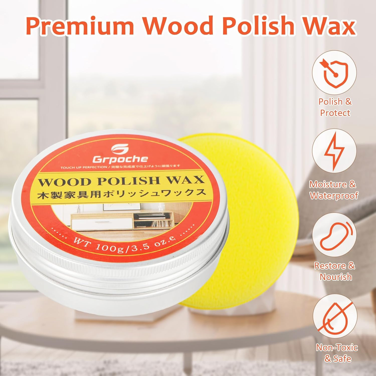 Wood Wax Polish, Paste Wax for Wood Polish Furniture, Conditioner, Cleaner, Rest