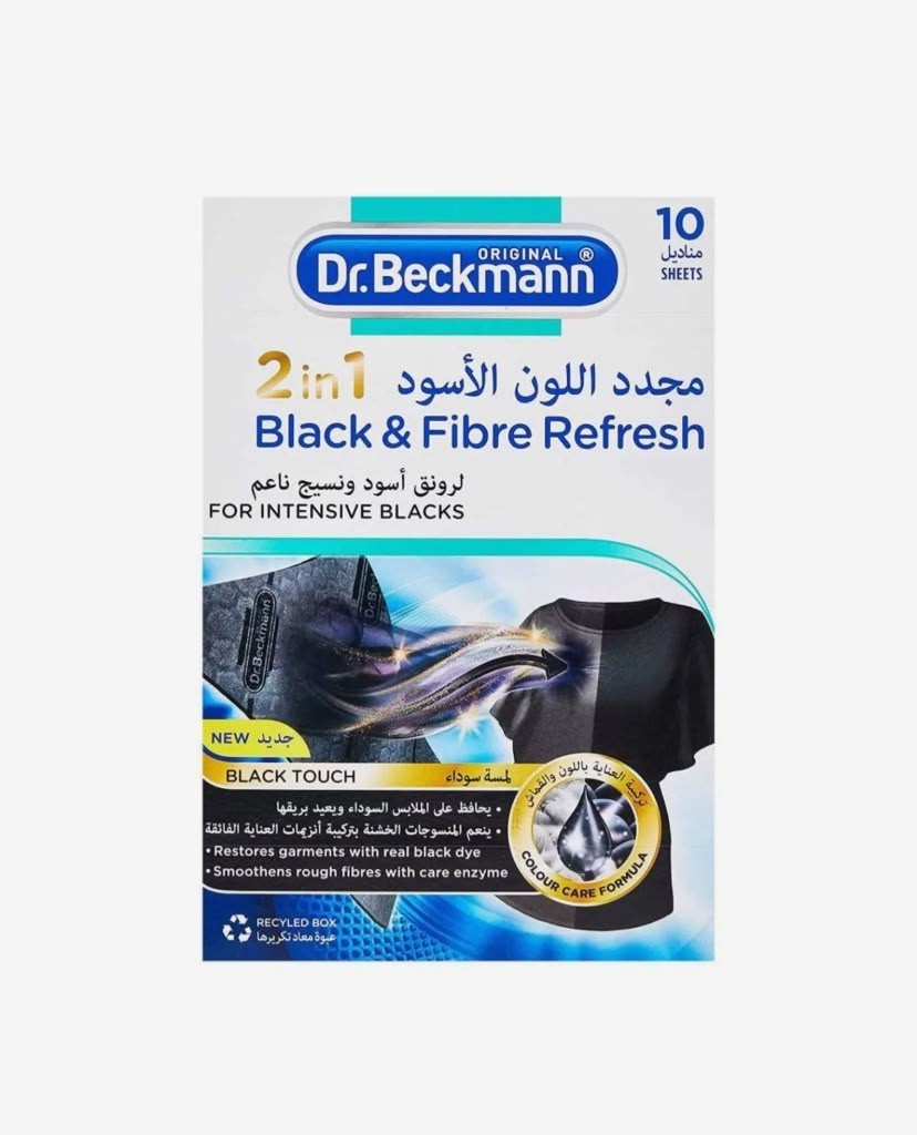 Dr. Beckmann 2in1 Black & Fibre Refresh Laundry Sheets 10 Pack Restores Black Cl
