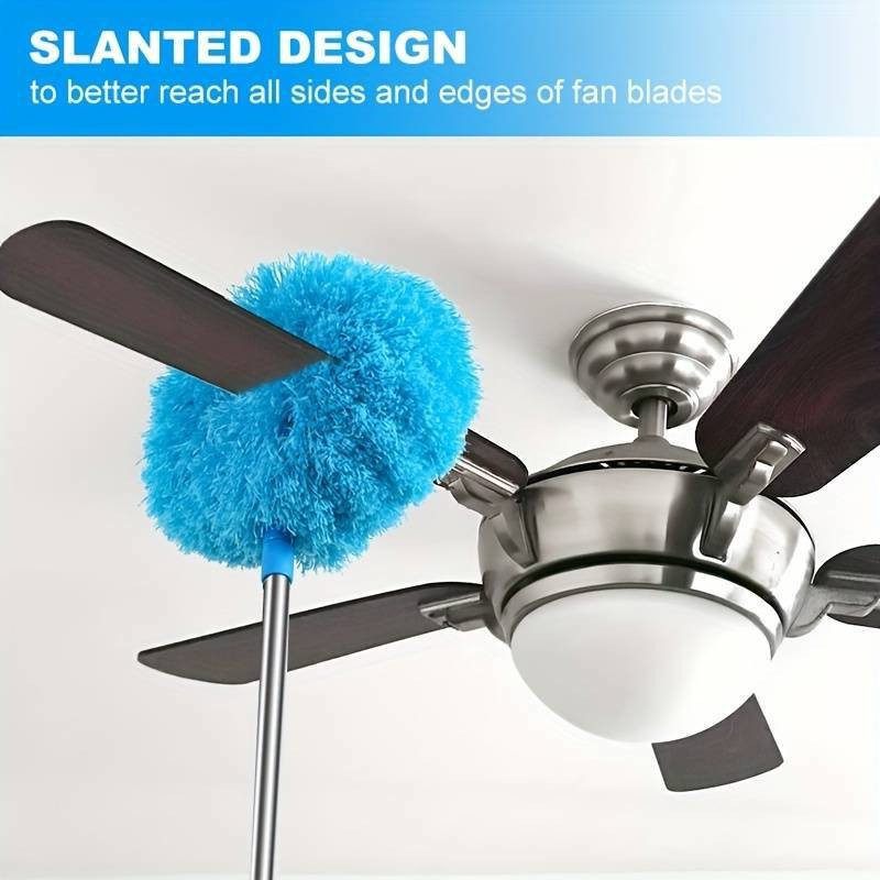 1pc Ceiling Fan Light Duster with Extension Pole Washable Microfiber Dust Brush