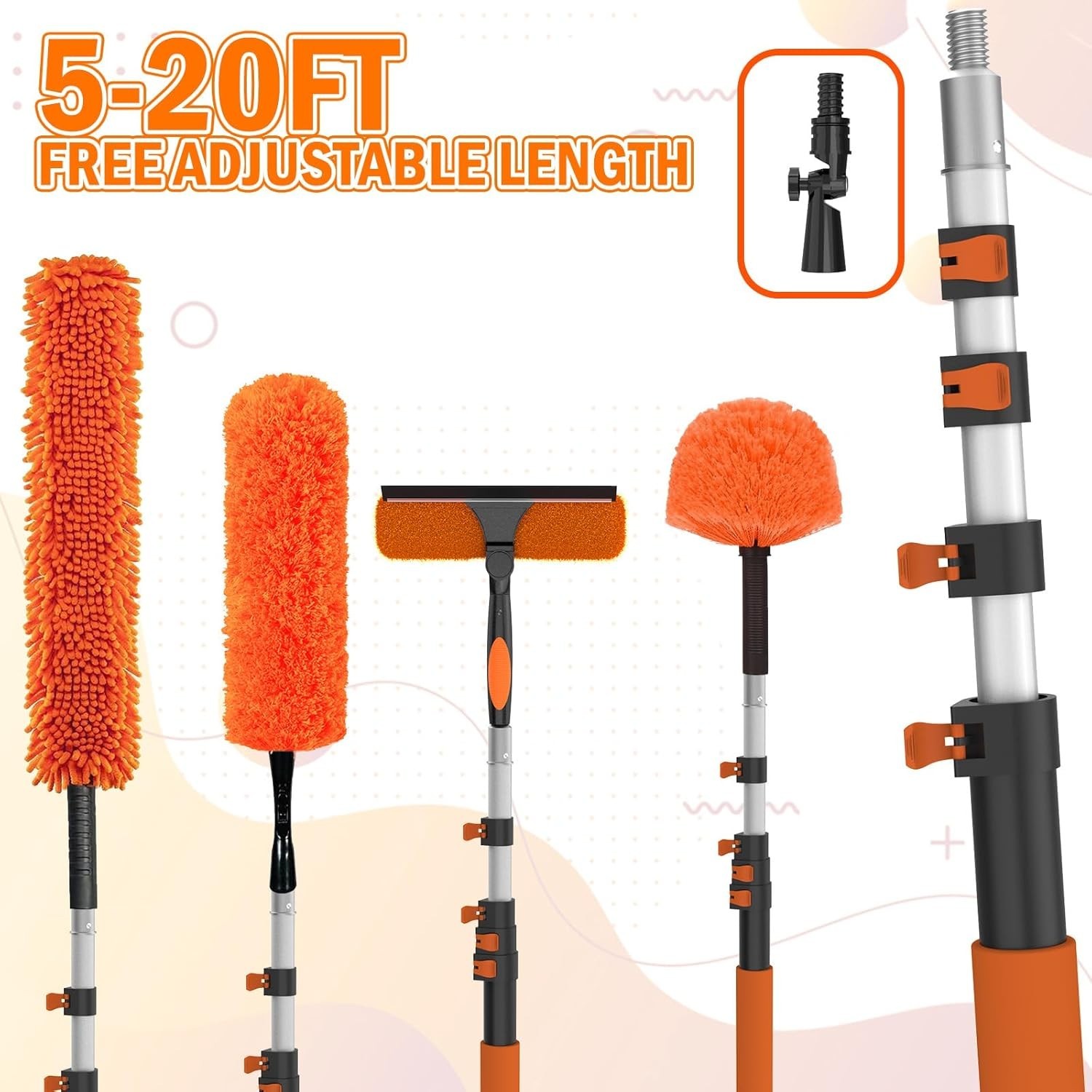 26FT High Reach Duster Cleaning Kit with Extension Pole, High Ceiling Fan Cleane