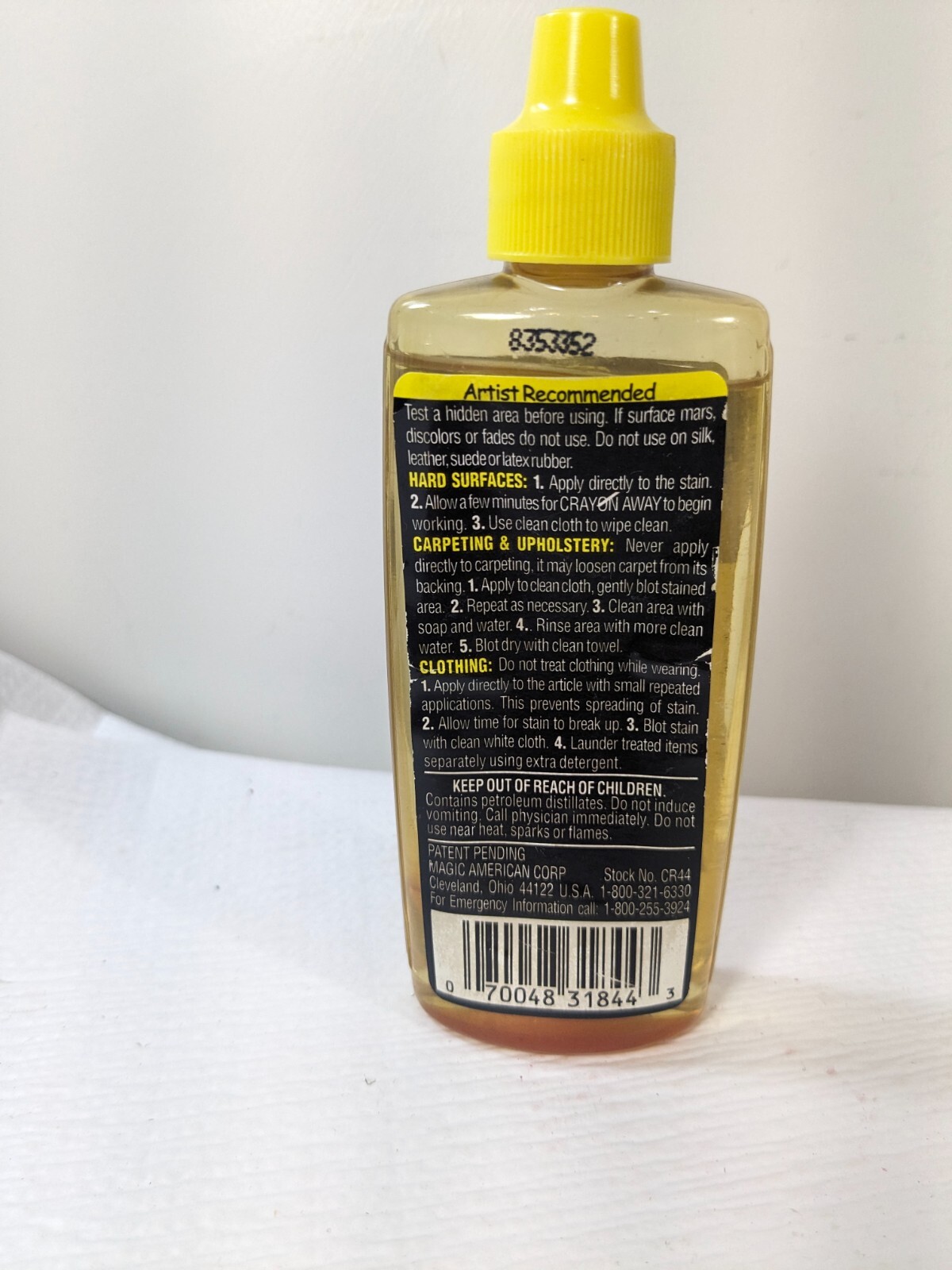 Goo Gone Crayon Away removes marks of arts crafts adhesives glue oil model paint
