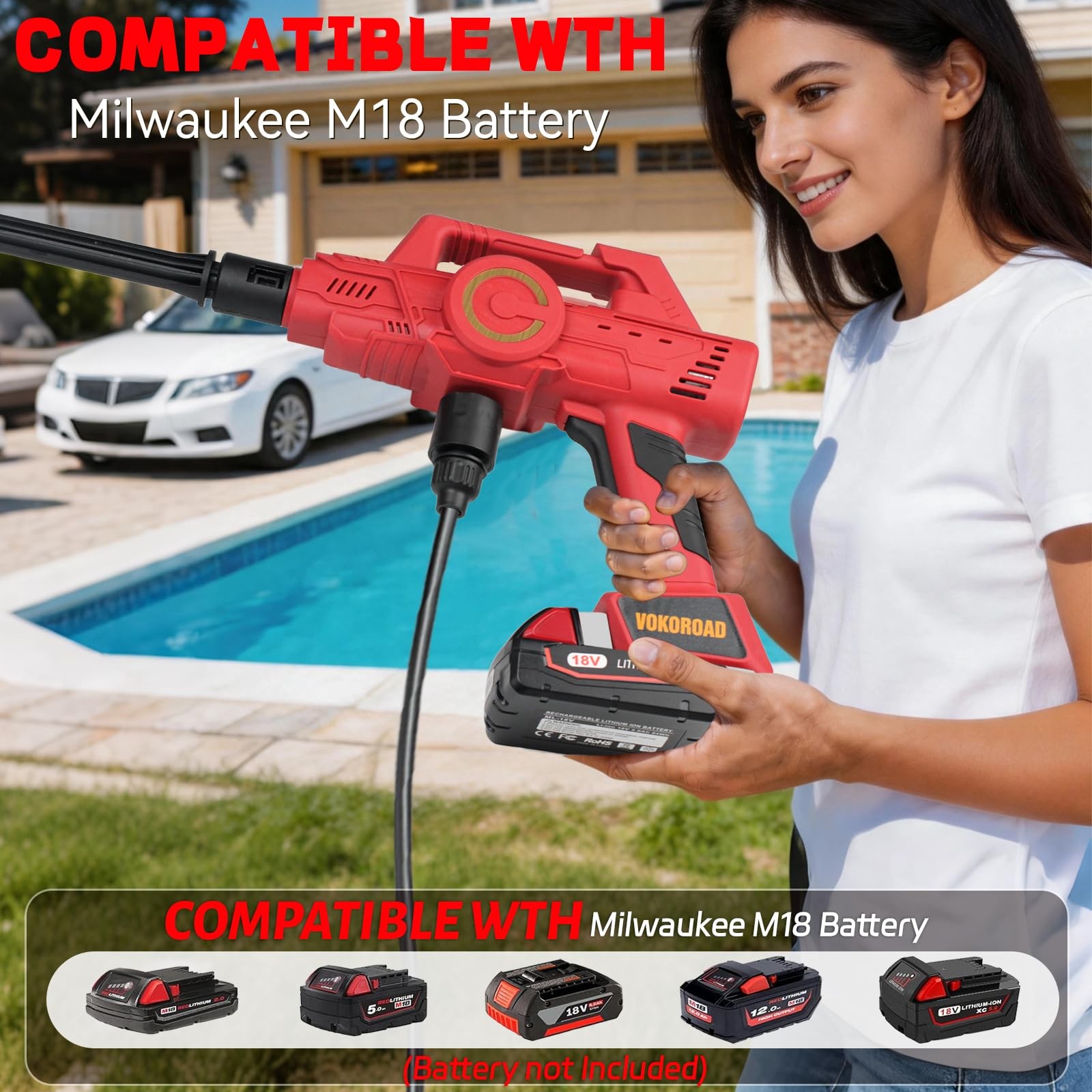 Cordless Car Cleaner Tool Compatible with Milwaukee M18 Battery, Portable Pow…