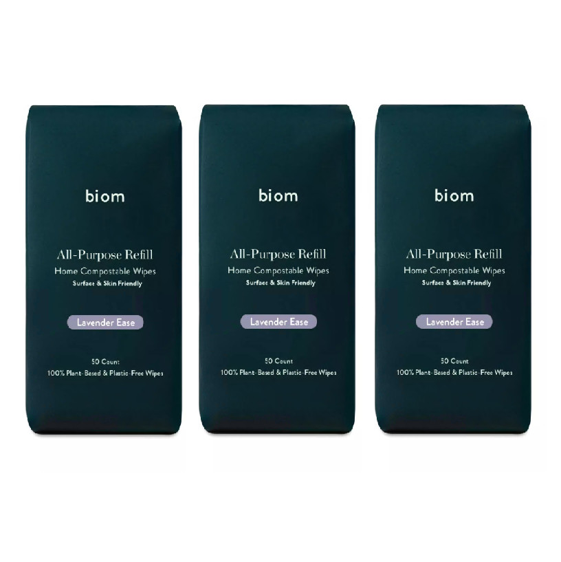 Biom All-Purpose Cleaning Wipes Lavender Ease 50 count ( pack of 3 )