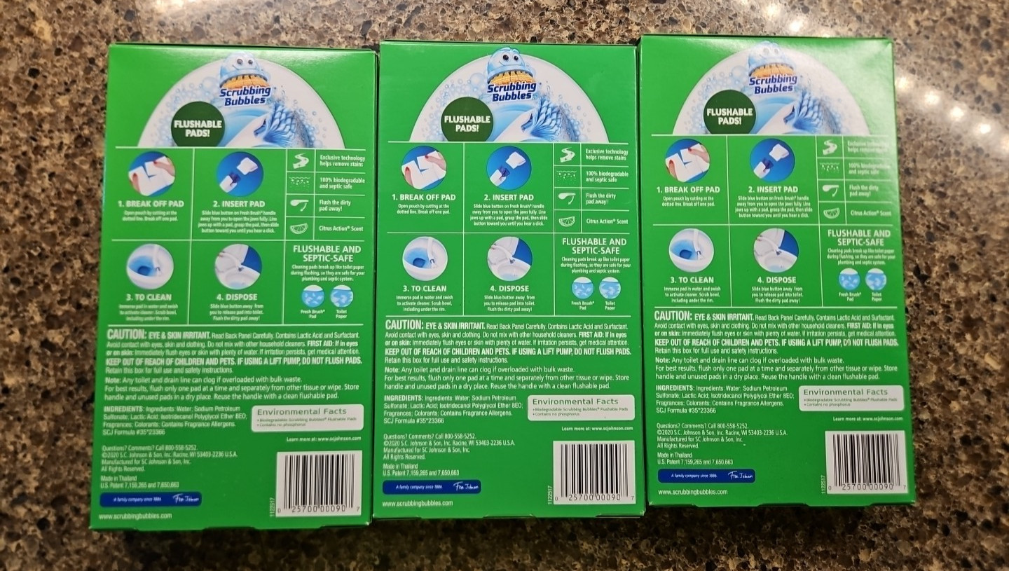 Scrubbing Bubbles 10 pack Lot of 3 Flushable Pads Toilet Cleaning Refills Only