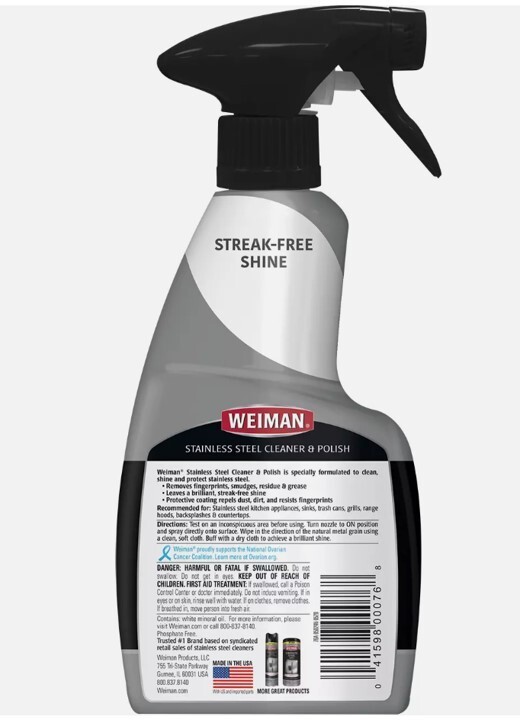 Weiman Stainless Steel Cleaner and Polish Trigger Spray – 12 Fl oz.
