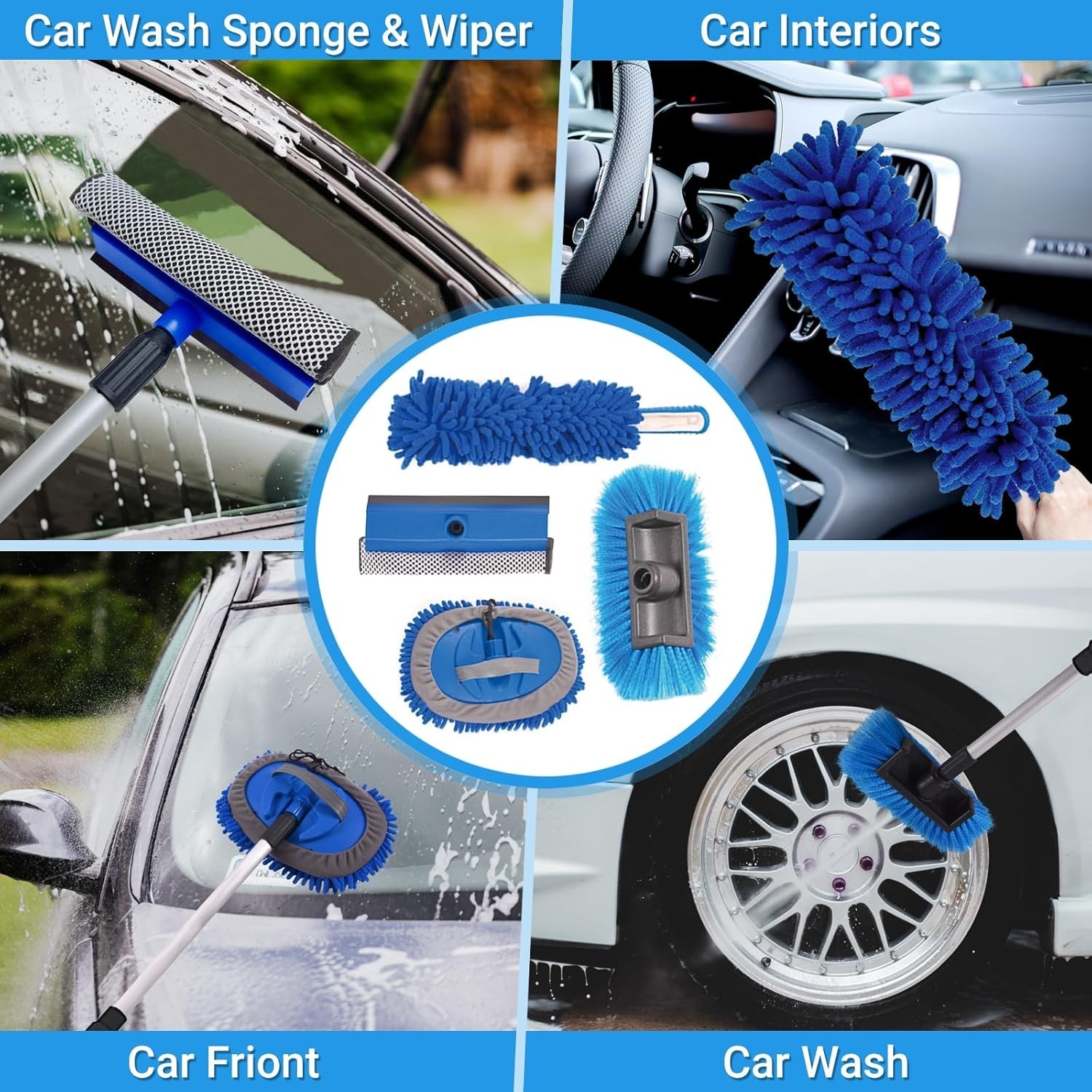 72 Car Wash Brush with Long Handle On/Off Switch for Car RV Truck Boat Wash