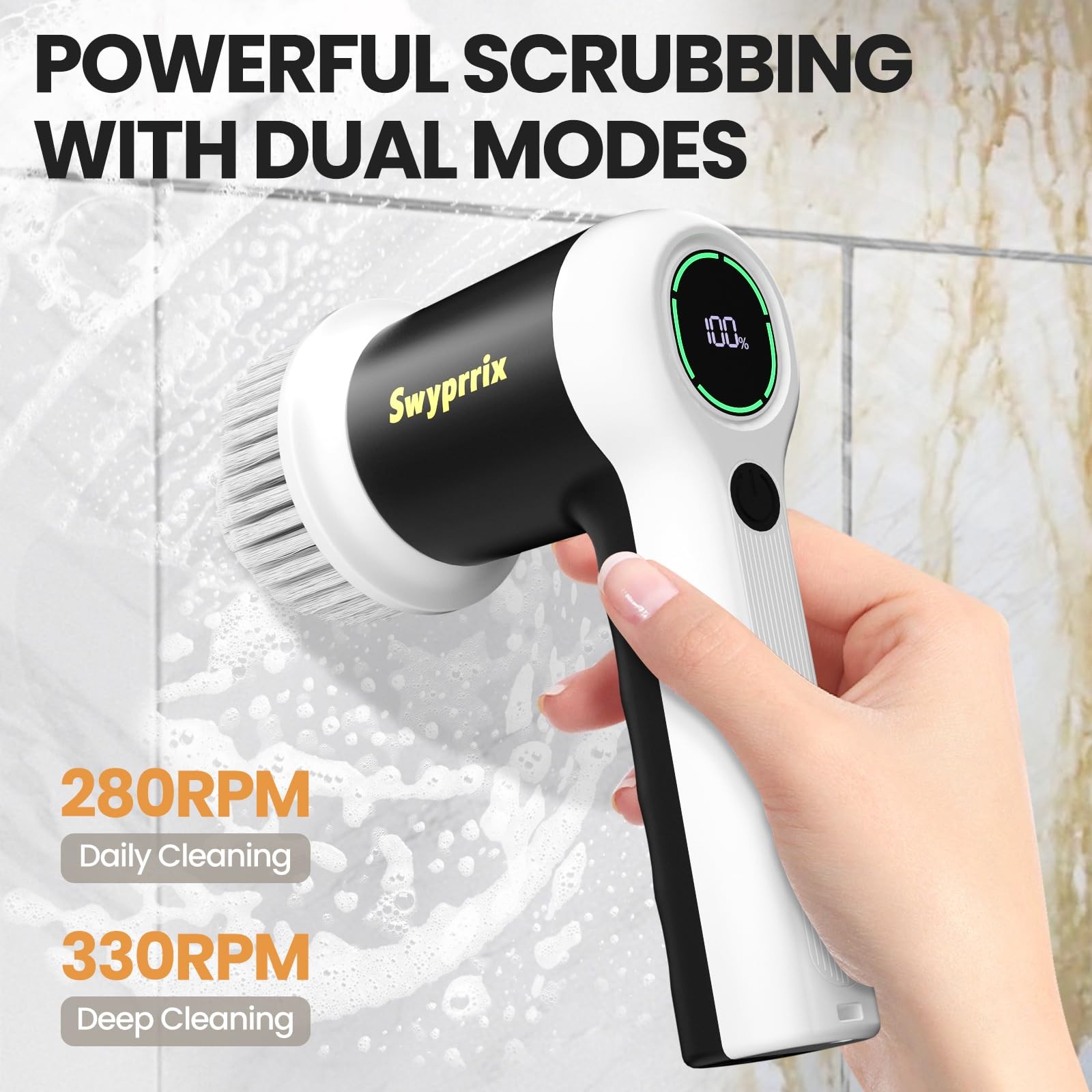 Swyprrix Electric Bathroom Cleaning Brush, Cordless Spin Scrubber Full Body W…