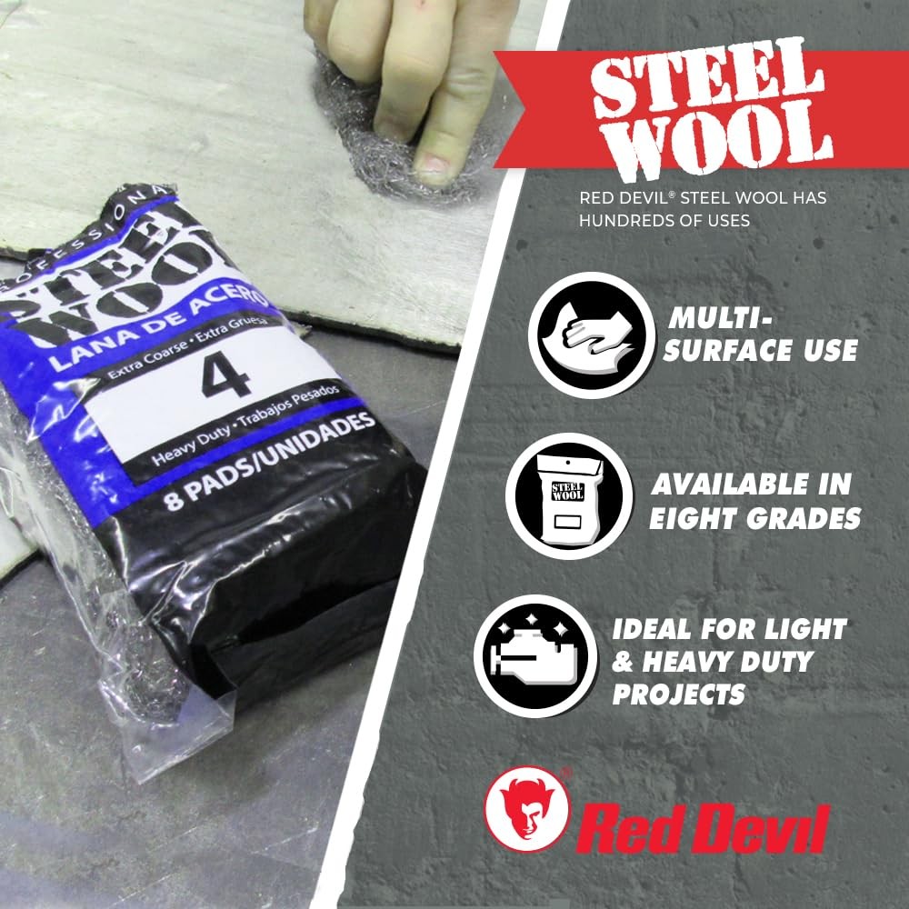 Red Devil Steel Wool Pads 16 Pack Various Grades For Home Improvement Projects