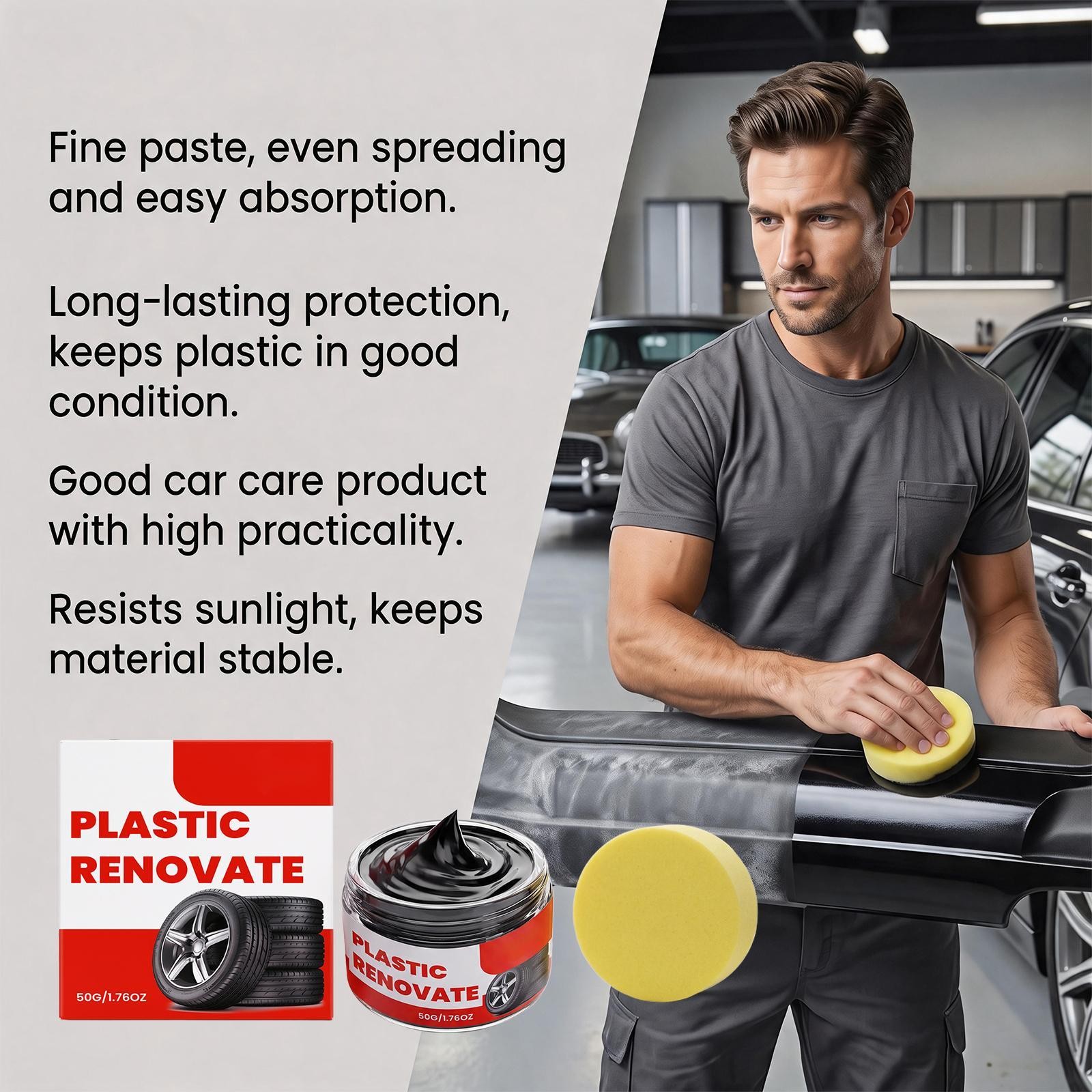 Black Car Interior Plastic Repair Scratch Remover Wax Polishing Repair Cream
