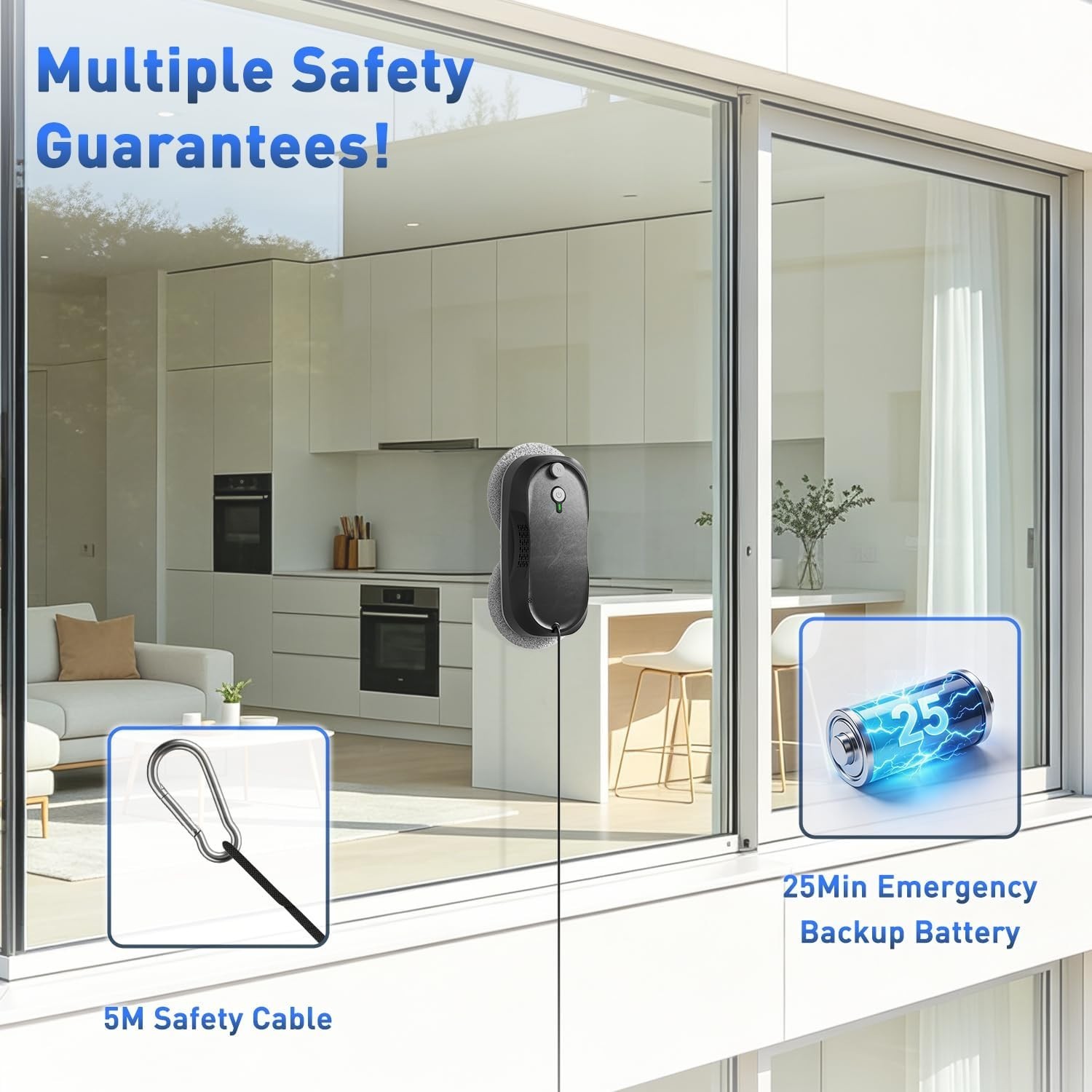 KKI Window Cleaning Robot Auto Spray Remote Glass Cleaner 3200Pa