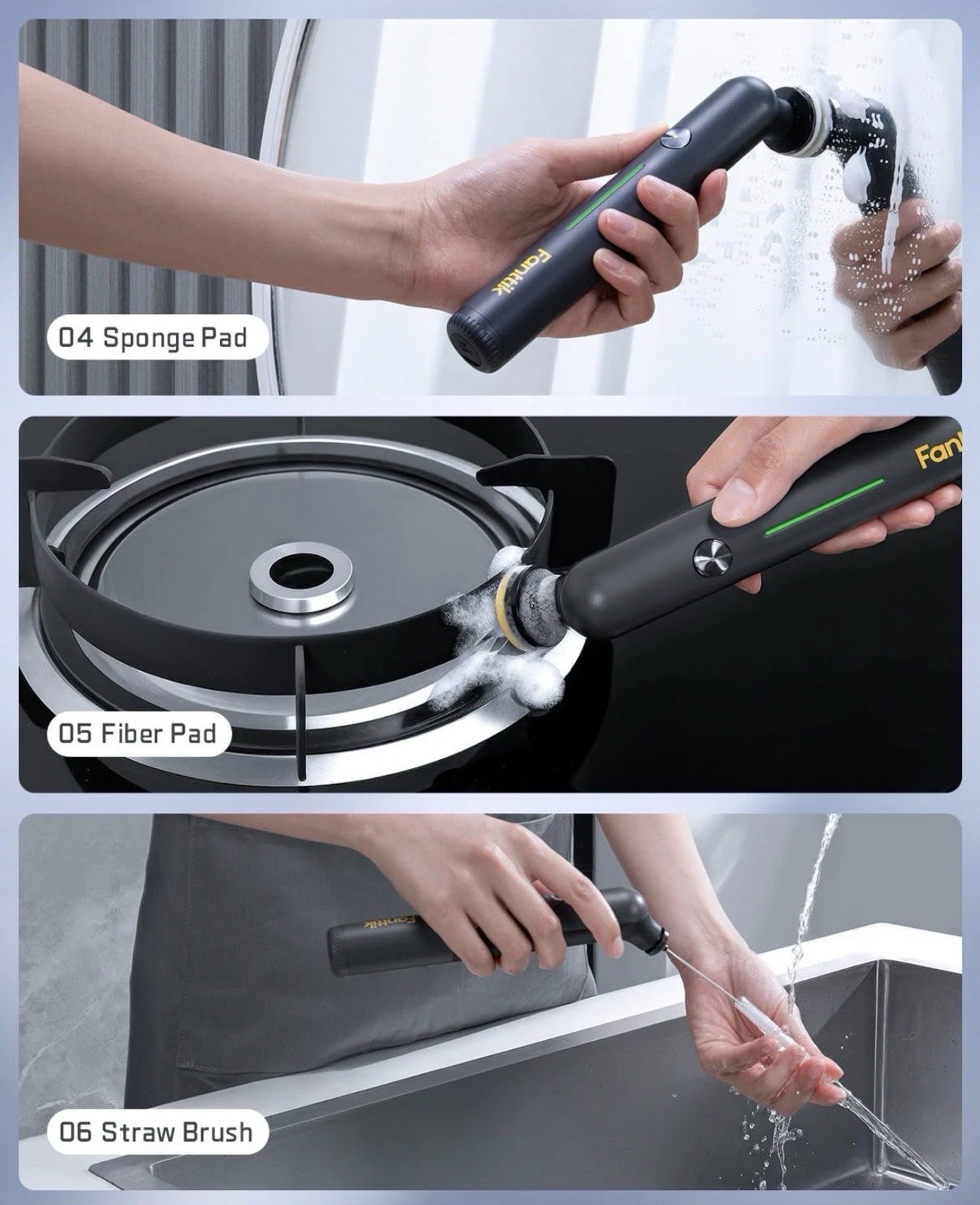 Fanttik G9 Nano Electric Spin Scrubber, Cordless Power Grout Brush, Type-C Fast