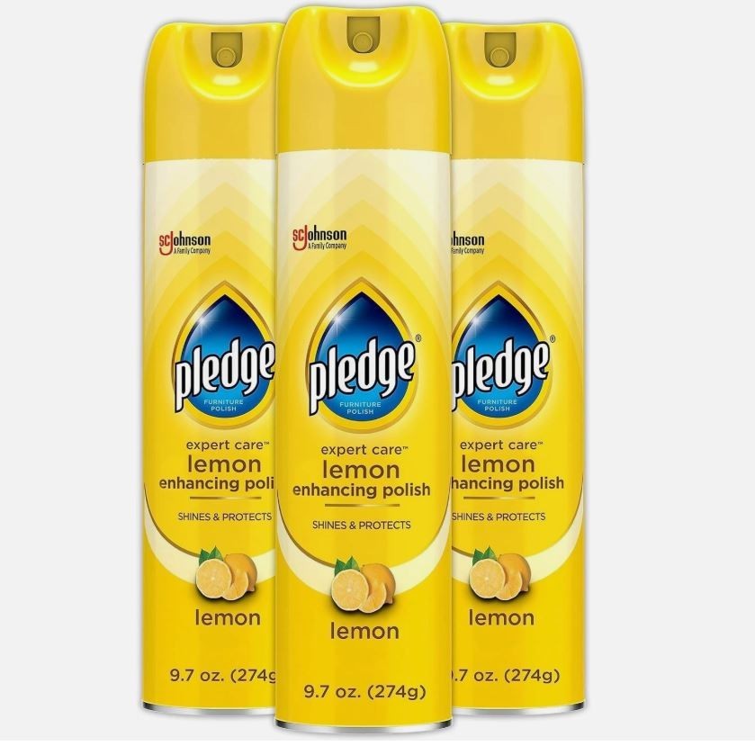Pledge Enhancing Polish, Furniture & Wood Spray, Lemon Scent, 9.7Oz (Pack of 3)