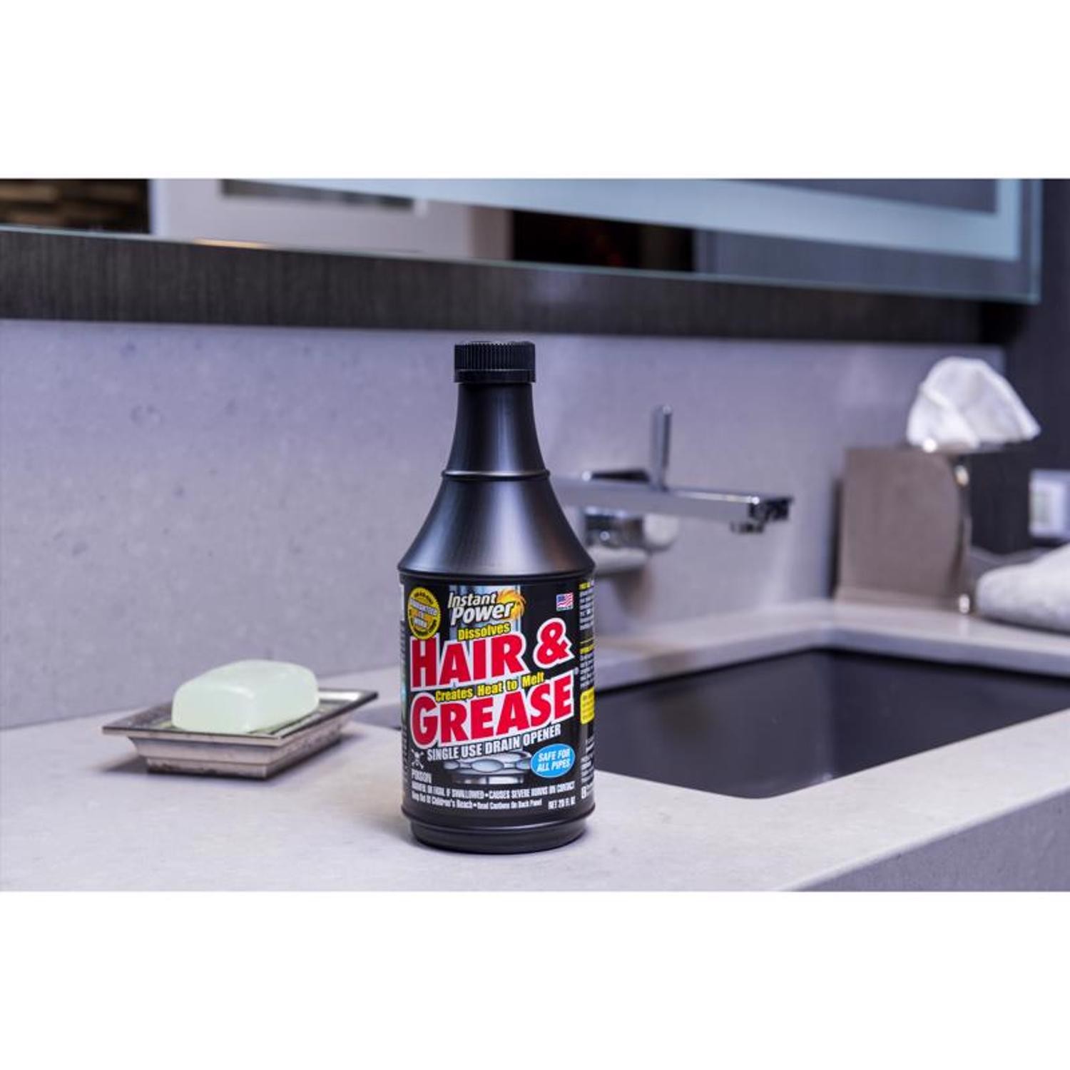 Instant Power Hair & Grease Liquid Drain Opener 20 Oz. (Pack Of 6)