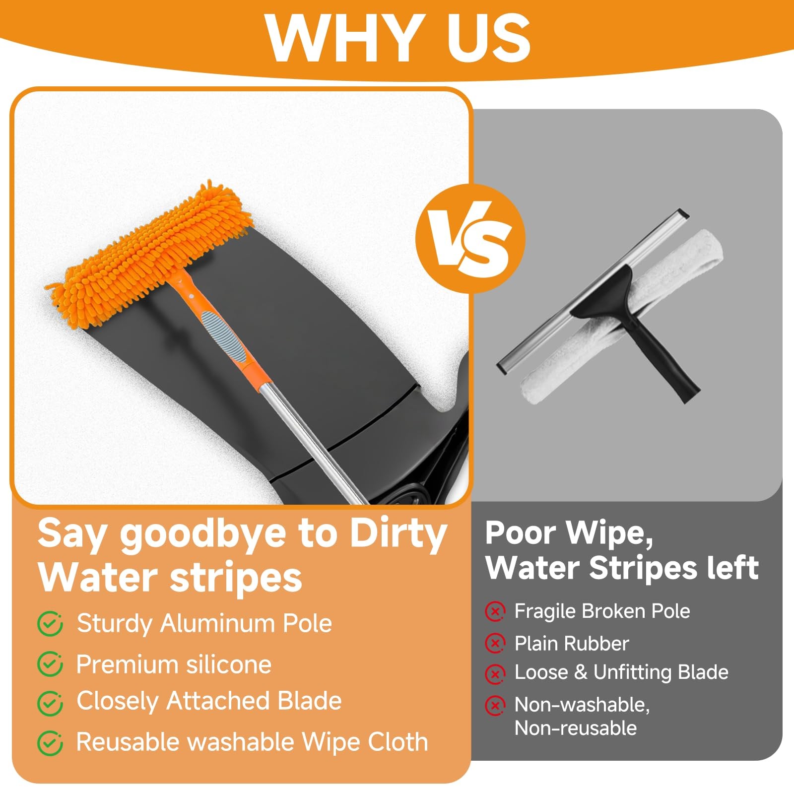 3 Pack 100 Inch Window Cleaner Squeegee Kit, Rotatable Squeegee and Scrubber …