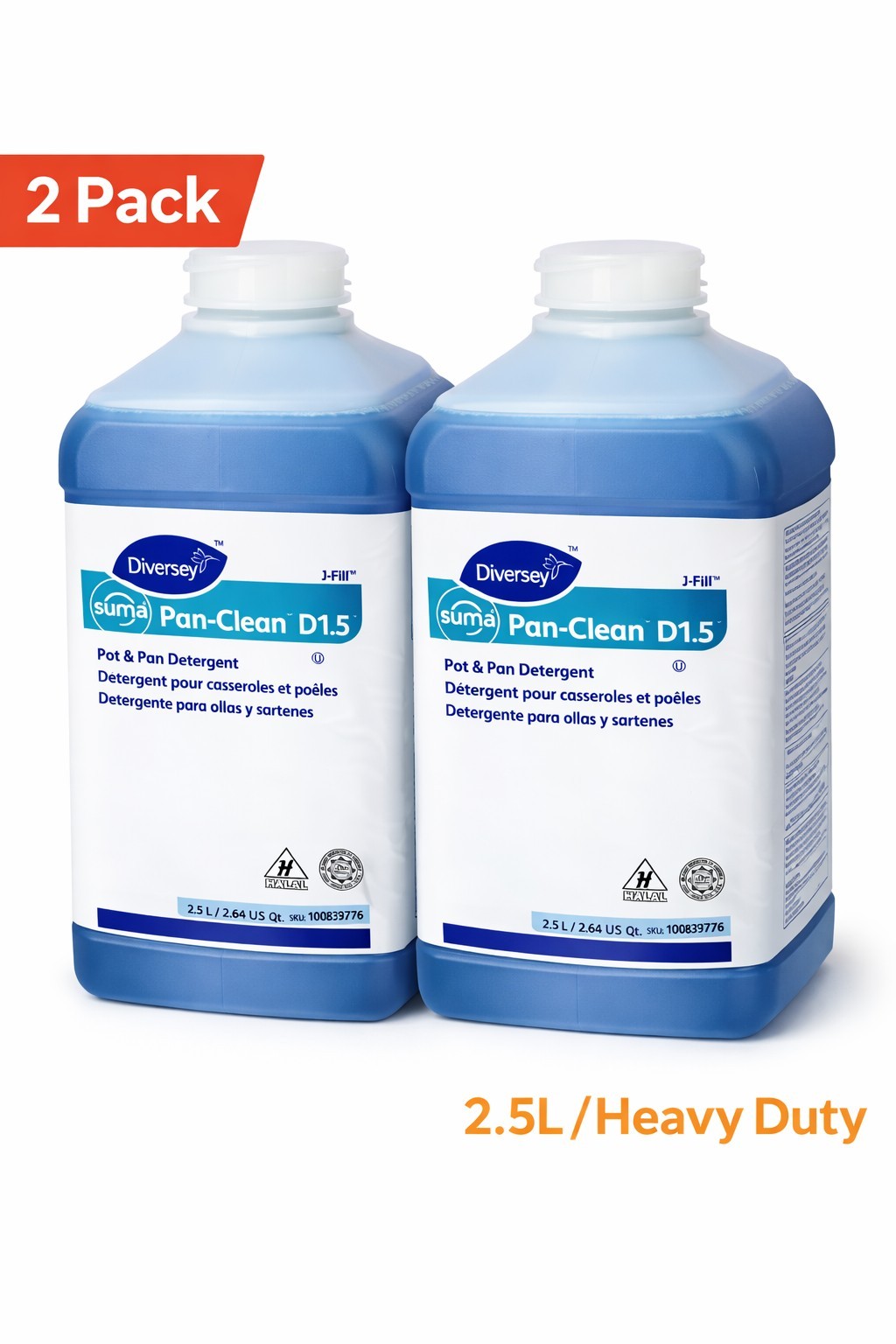 Diversey Suma Pan-Clean D1.5 2Pack 2.5L Pot & Pan Detergent Heavy Duty Dish Soap