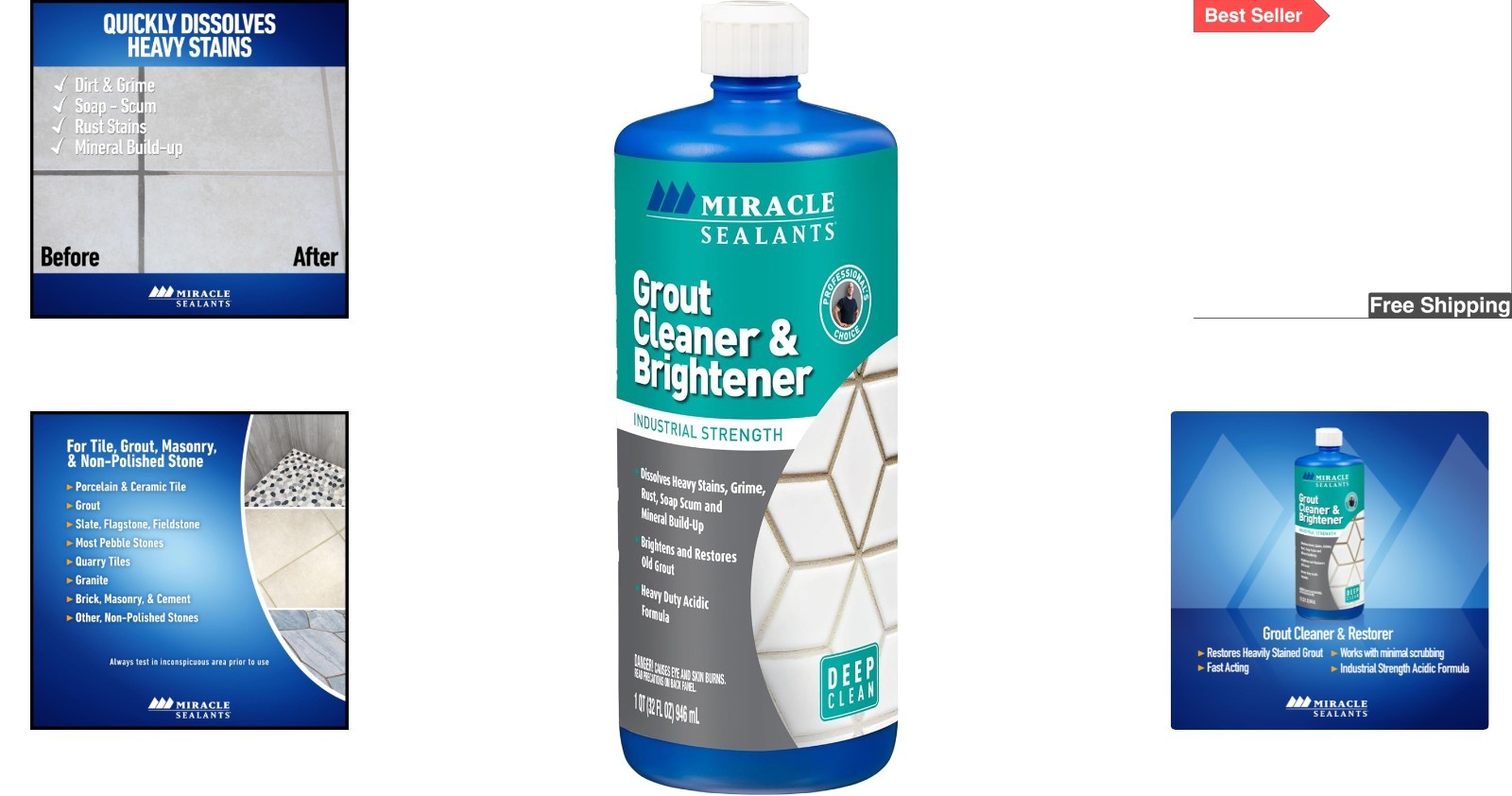Professional 32 Oz Grout Brightener: Deep Clean & Restore Tiles Effortlessly