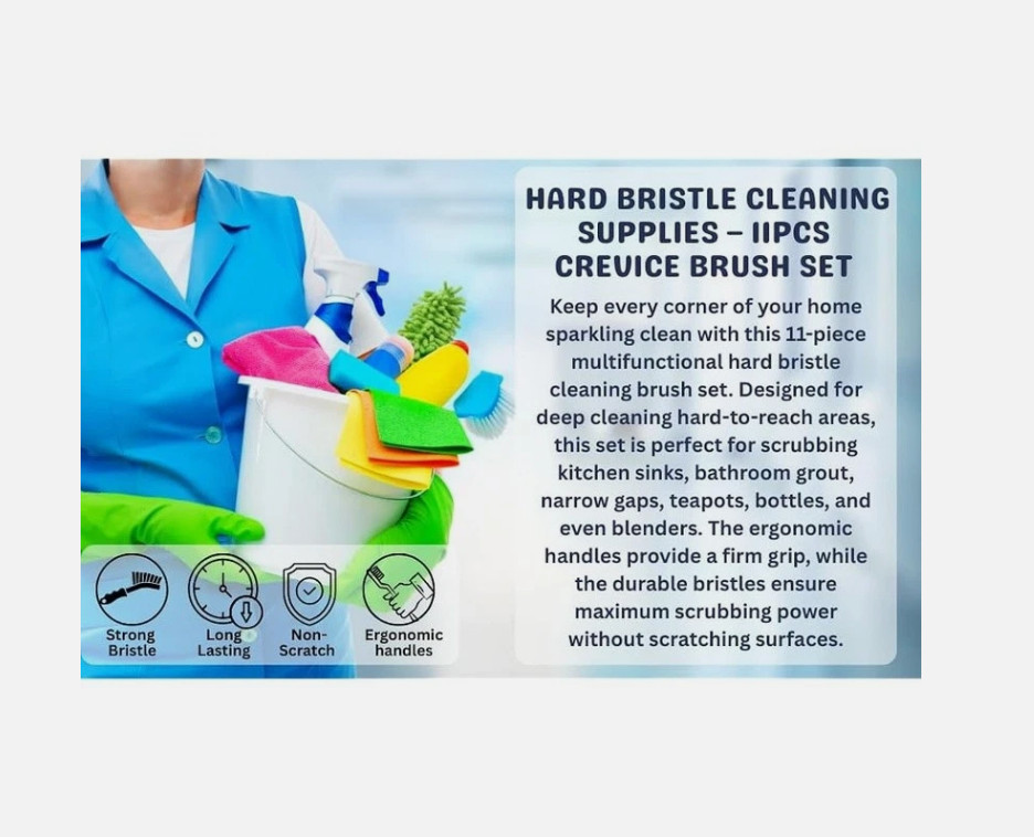 Multi-Surface Scrub Brush Set Heavy-Duty Cleaning Kitchen Bathroom Grout Tile US