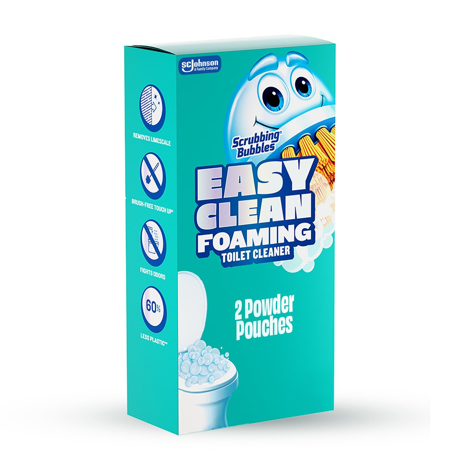 Easy Clean Foaming Toilet Bowl Cleaner Drop In Powder Pouches 100g 2 Pack