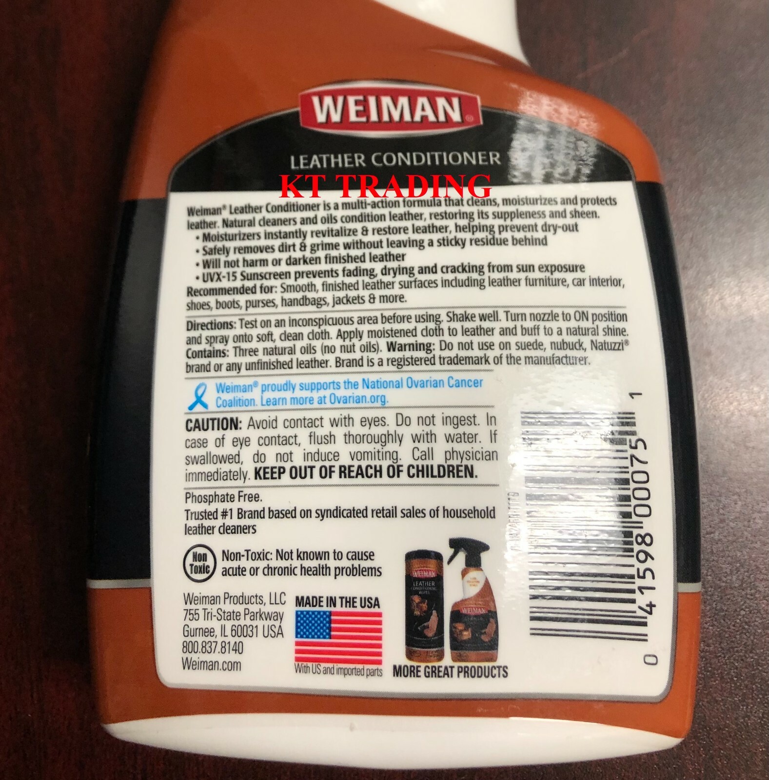 Weiman LEATHER CONDITIONER CLEANER Protect Restore Car Auto Seat Shoe Sofa 12oz