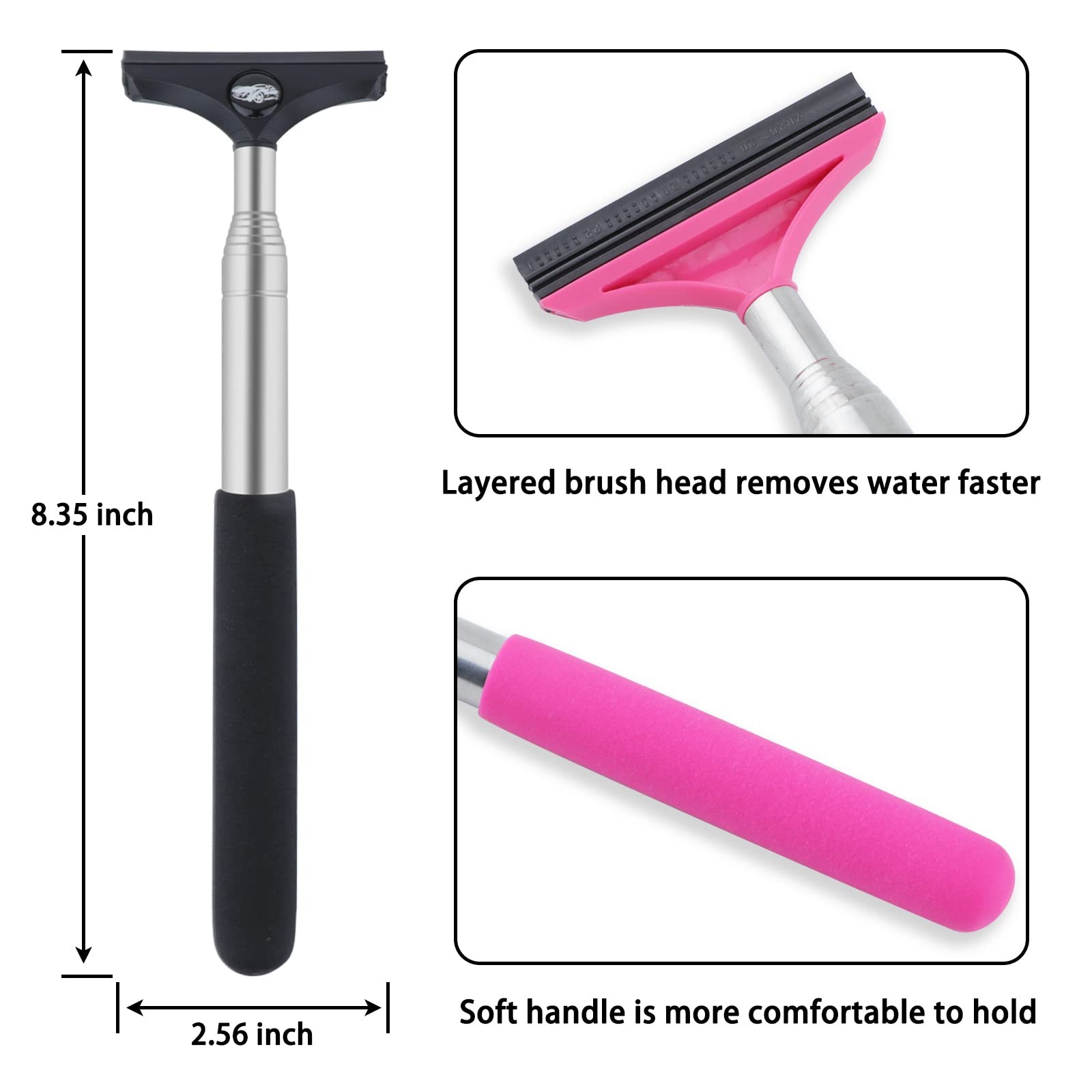 Car Side Mirror Squeegee Retractable Rearview Wiper Universal 2 Pack