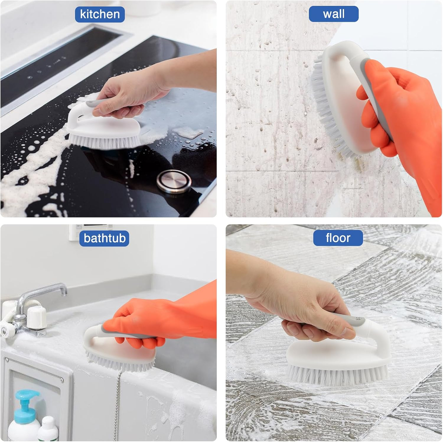 Scrub Brushes for Cleaning Bathtub Scrubber Heavy Duty Scrub Brush with Handle S