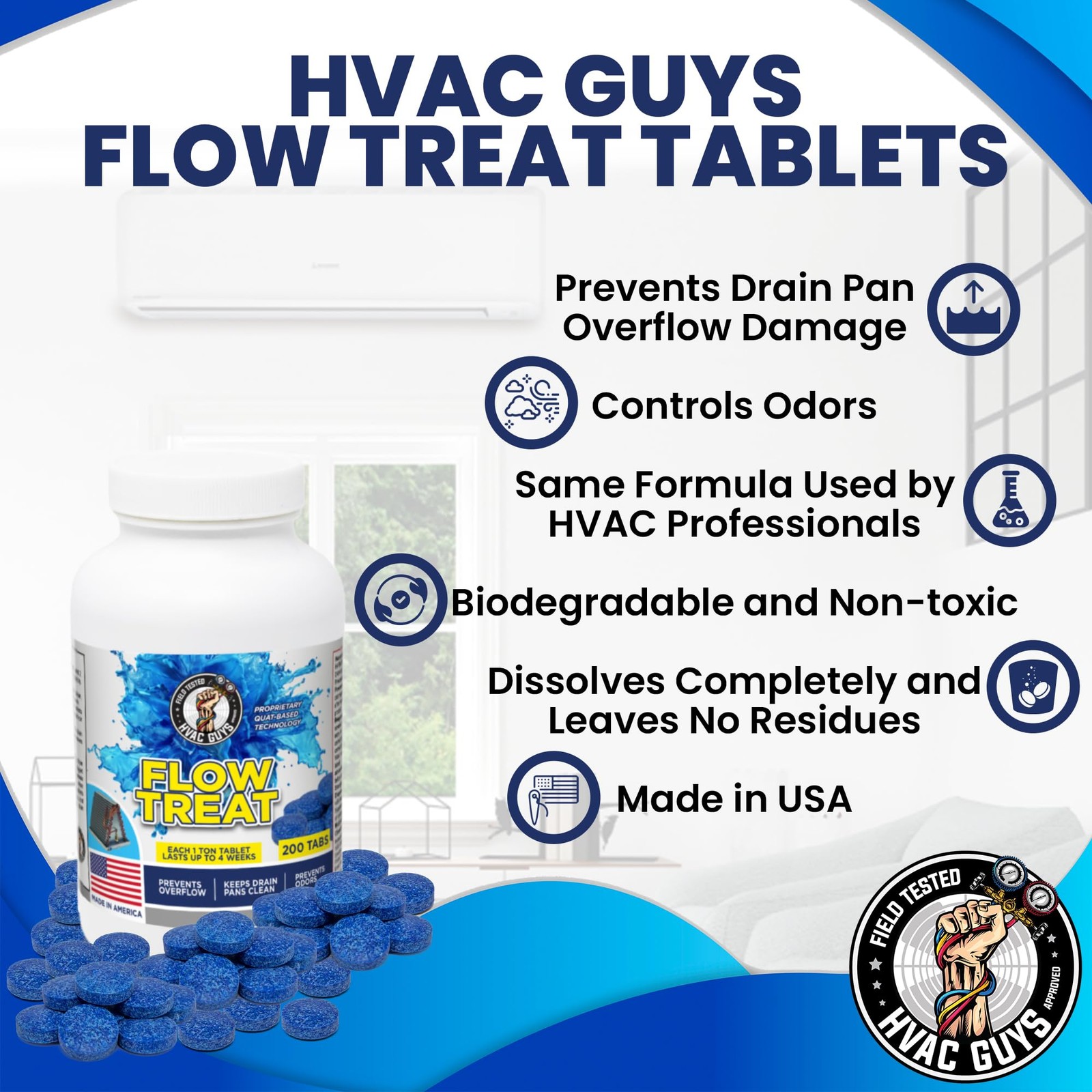 HVAC GUYS – Flow Treat Tabs – 200 Tablets | AC Drain Line Cleaner | Prevents …