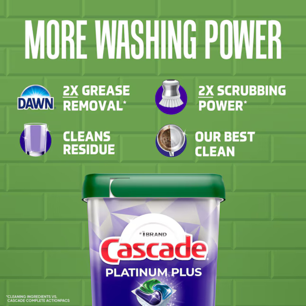 Cascade Platinum Plus Dishwasher Pods, Fresh Scent, 47 Count, Dish Soap, 2 Pack