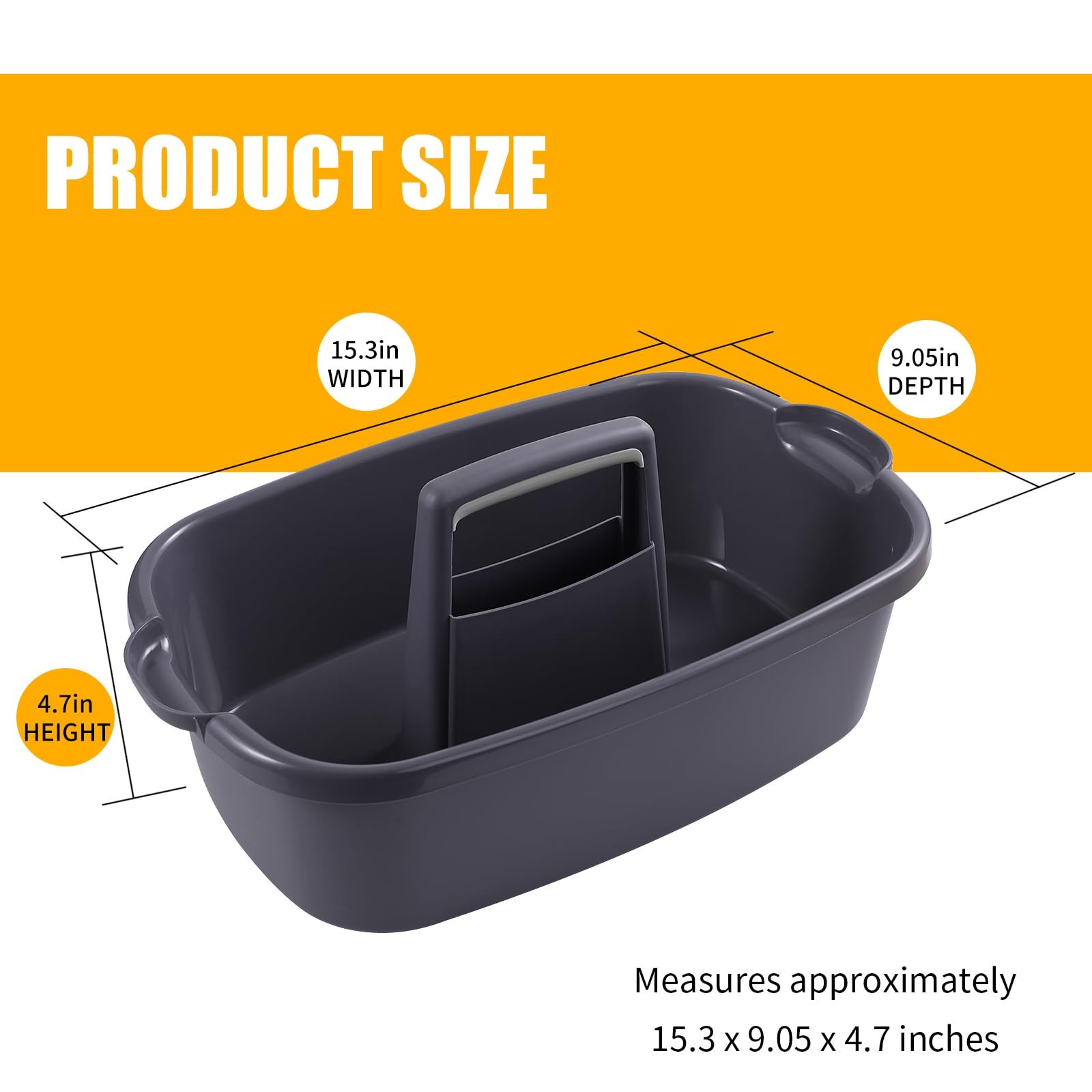 2-Pack Large Gray Cleaning Caddy for Cleaning Supplies with Handle – Portable Pl