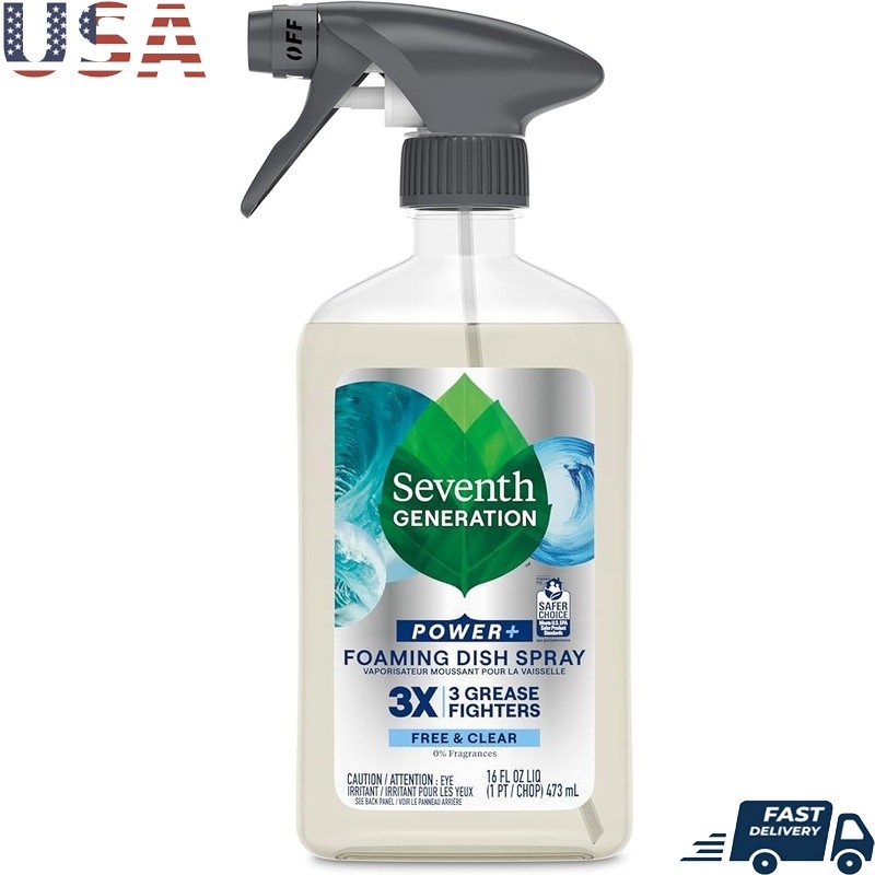 Biodegradable Foaming Dish Spray Unscented Non-Toxic Powerful Grease Cleaner New