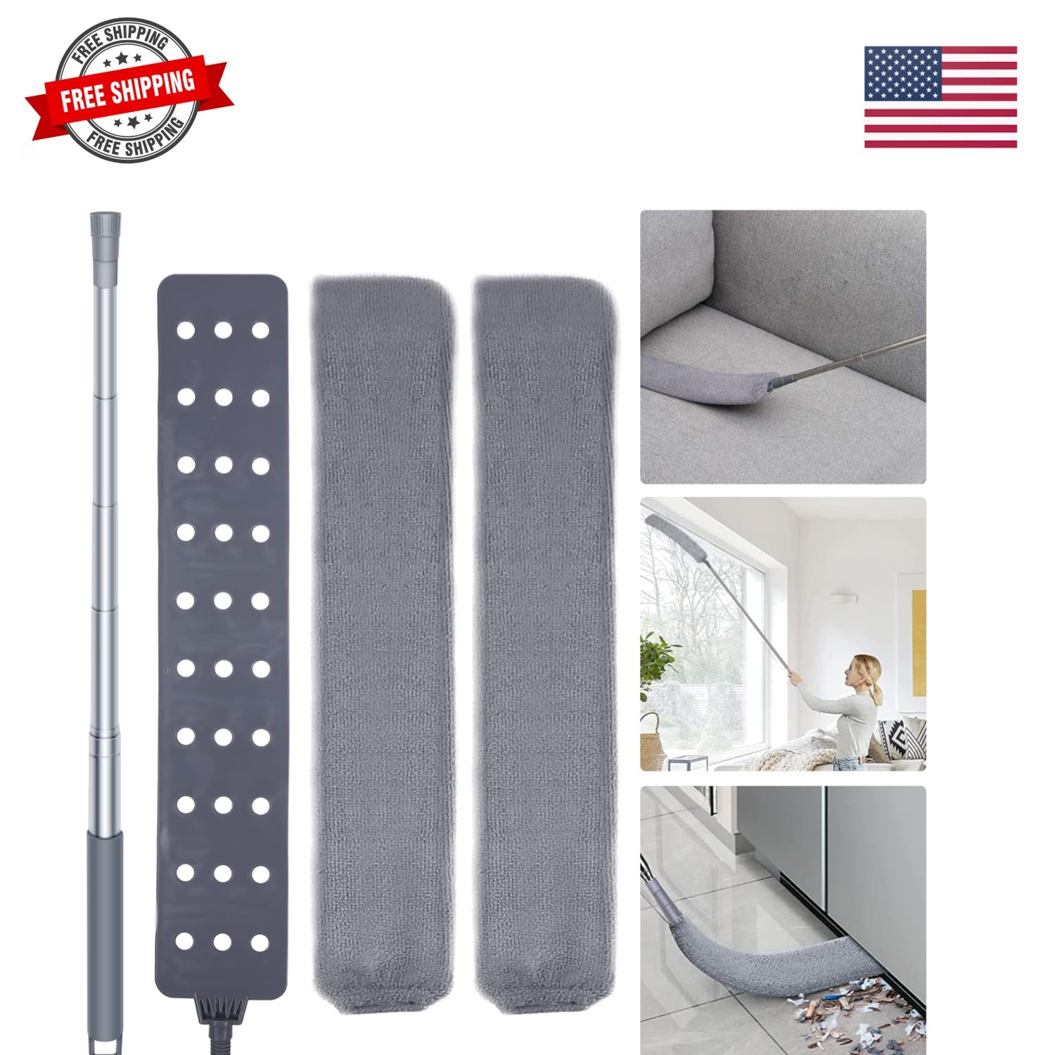 Retractable Gap Dust Cleaner Cleaning Tools with 2 Microfiber Dusting Cloths …