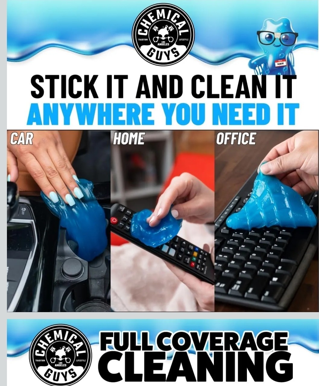 Chemical Guys Sticky Icky Car Cleaning Gel, Green Apple, Interior Car Cleaner, R