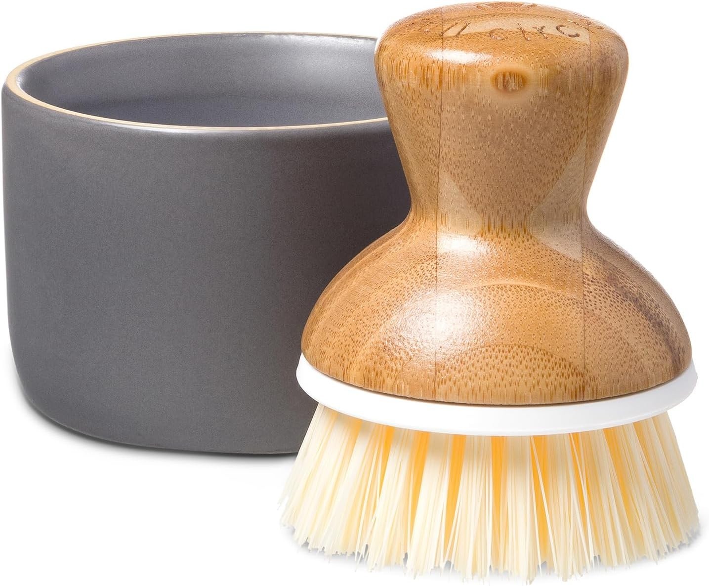 Elegant Bubbly Palm Brush with Ceramic Dispenser – Safe & Stylish Kitchen Tool