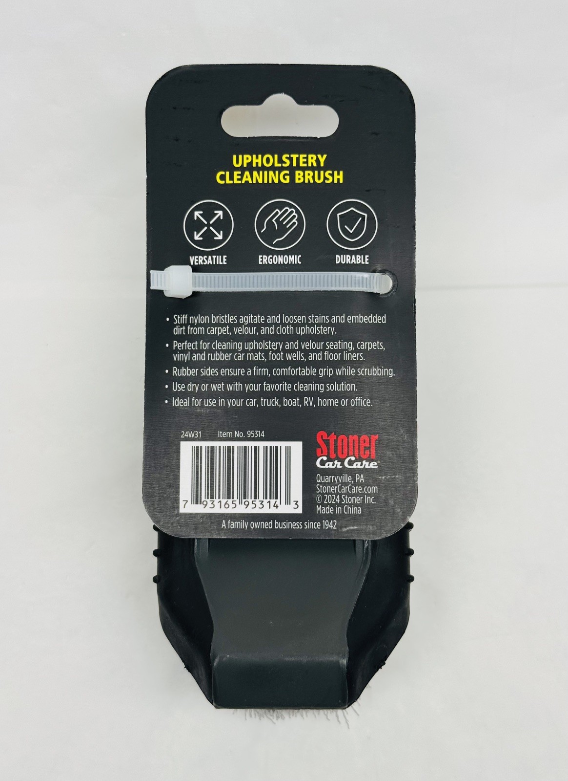 NEW Stoner Car Care 95314 Carpet Upholstery Brush Stiff Nylon Bristles Detailing